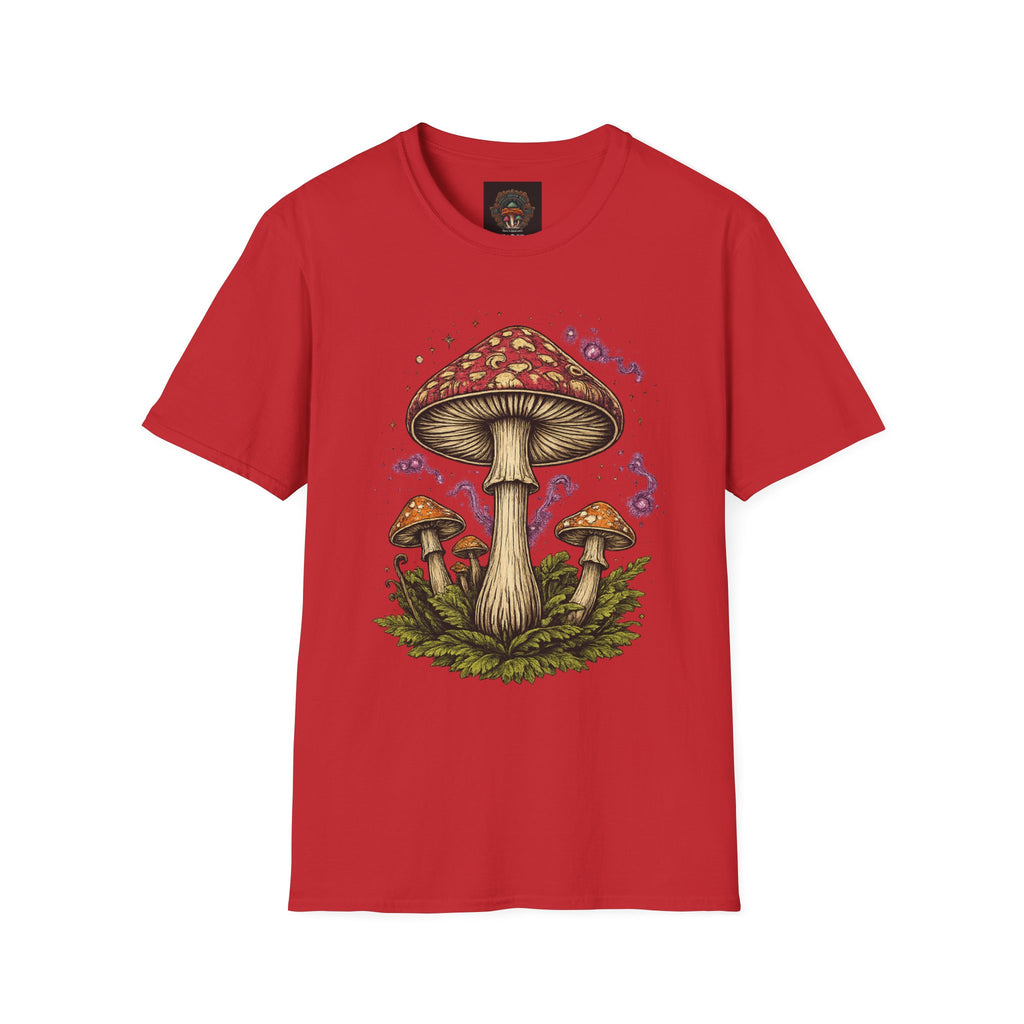 Psychedelic Mushroom Graphic T-Shirt — Red Amanita Illustration