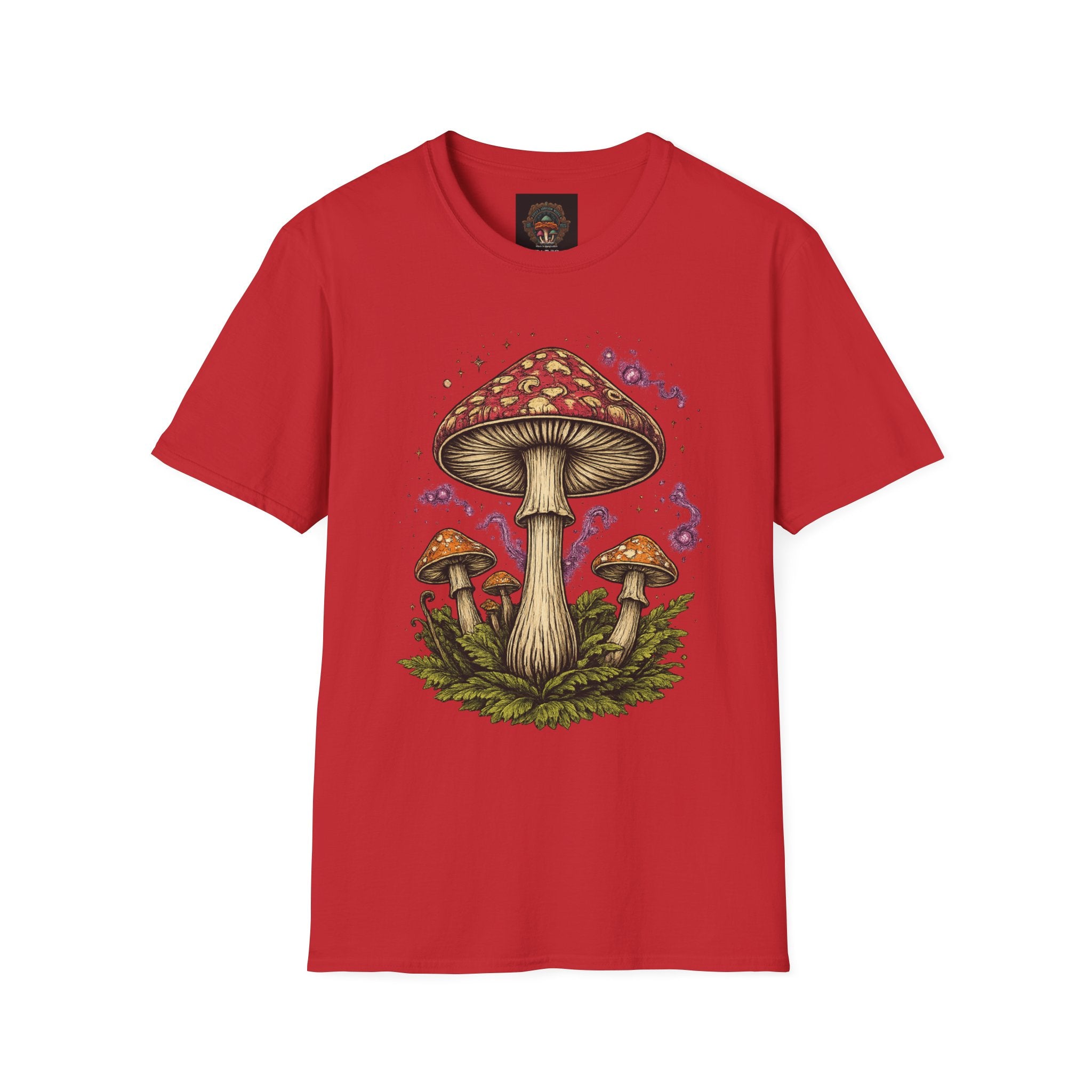 Psychedelic Mushroom Graphic T-Shirt — Red Amanita Illustration