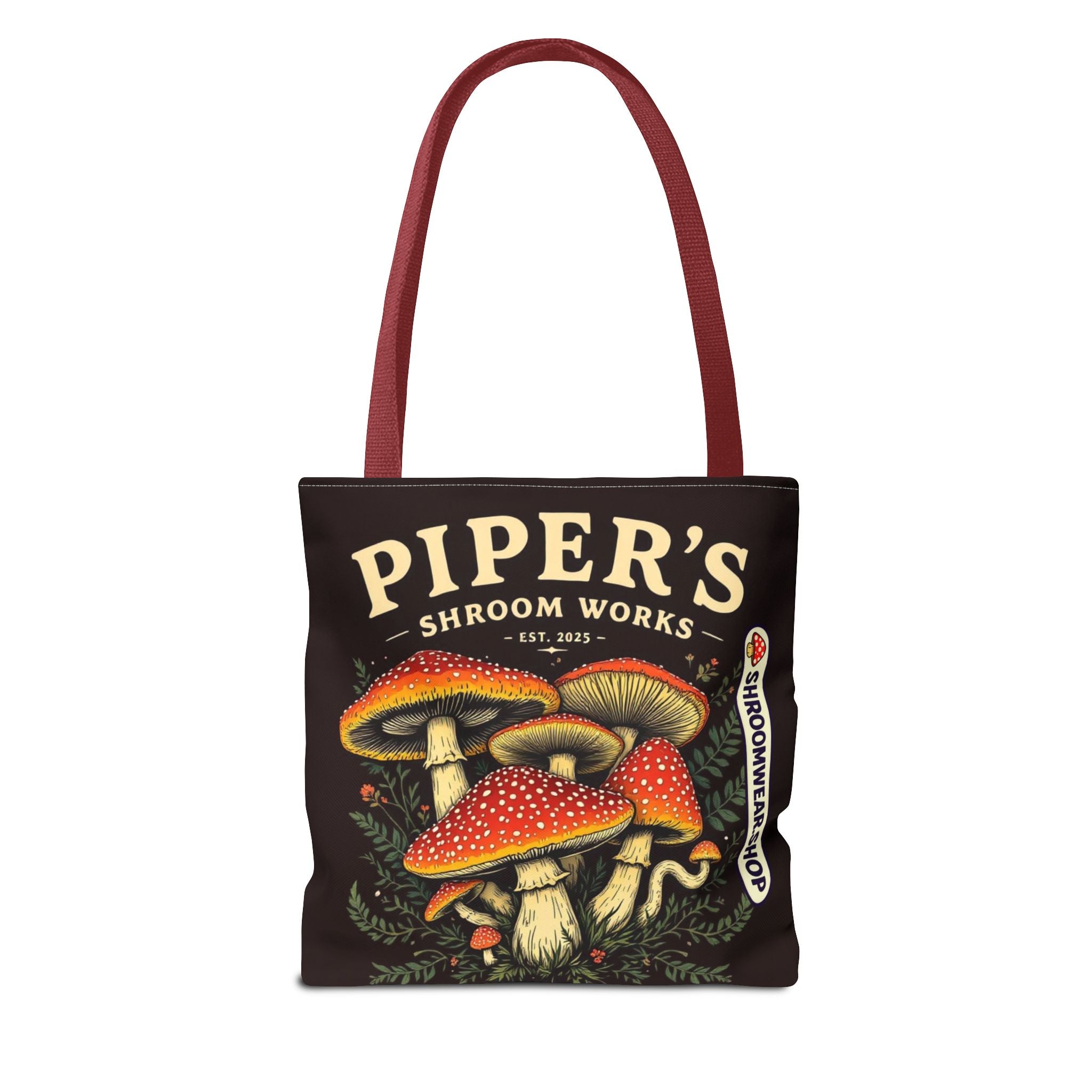 Bag: Mushroom Tote Bag — “Piper’s Shroom Works” Vintage Fungi Market Tote