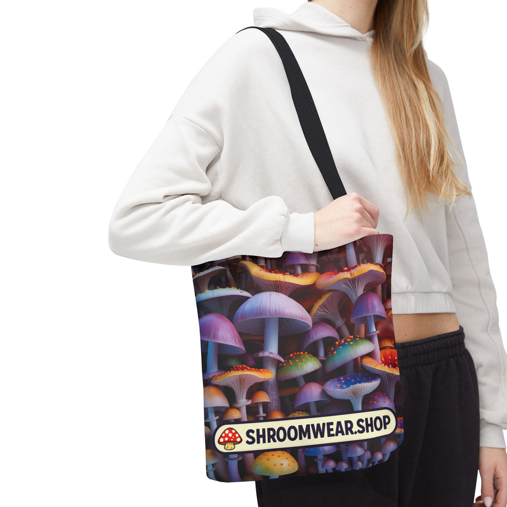 Tote Bag: Psychedelic Mushroom Tote Bag — Colorful Shroom Print Tote