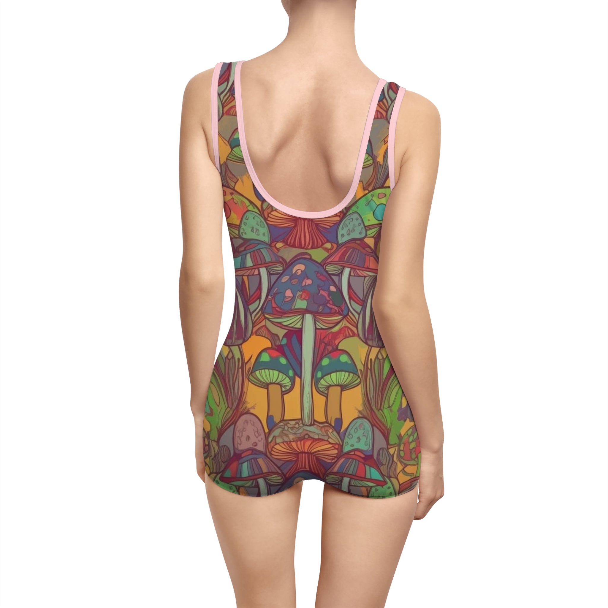 Vintage Mushroom Print Swimsuit — Retro Psychedelic One-Piece