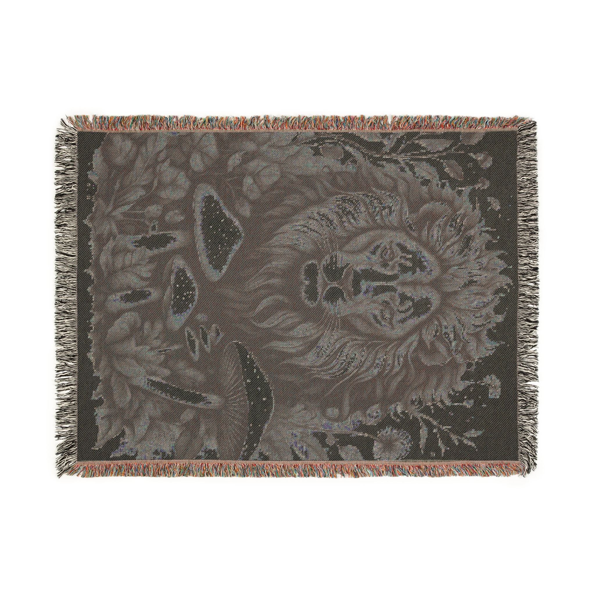 Blanket: Lion Tapestry Woven Blanket — Vintage Safari Lion Throw
