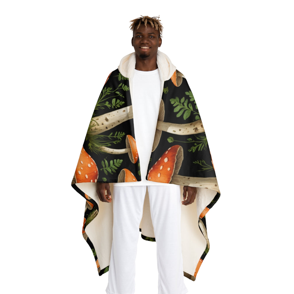 Mushroom Hooded Sherpa Blanket – Cozy Forest Toadstool Fleece Throw