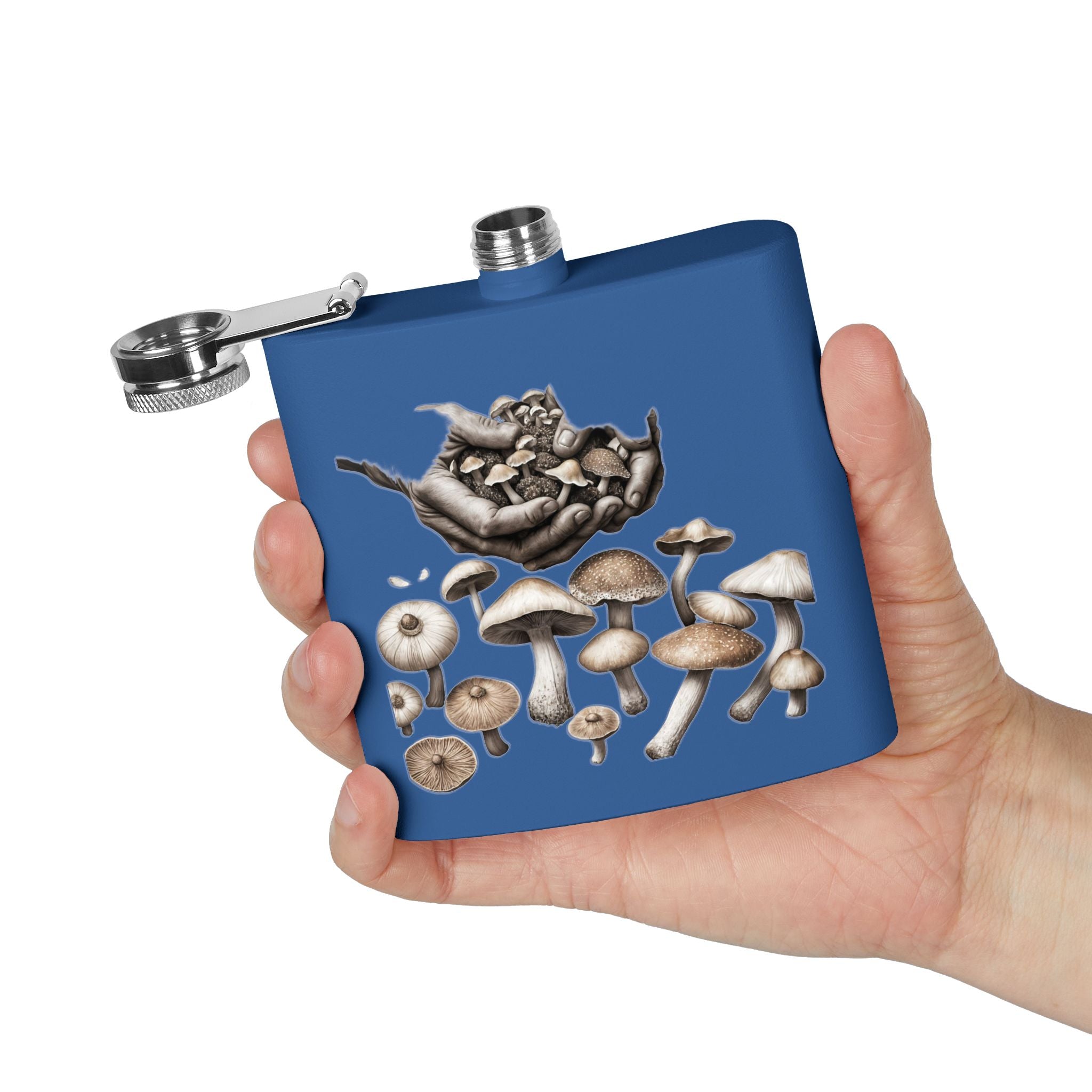 🍄 Hands of the Harvest Flask – Hold the Magic of Nature 🤲 Stainless Steel Flask, 6oz
