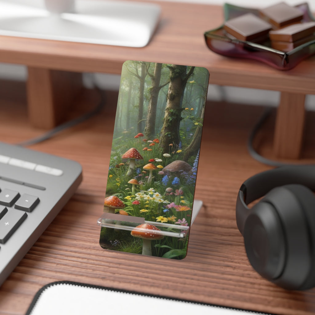 Phone Stand: Woodland Mushroom Phone Stand — Fantasy Forest Mobile Display