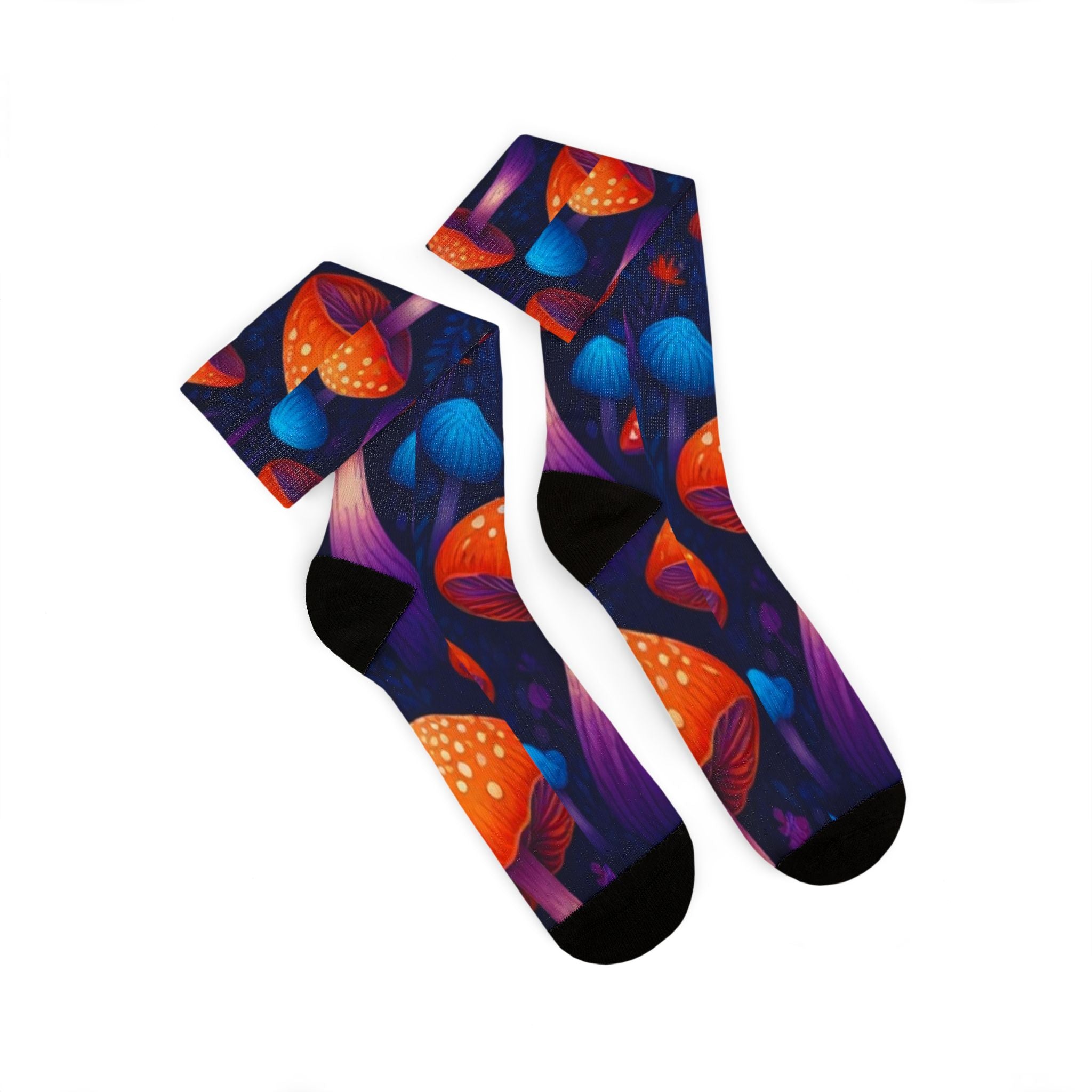 Socks: Psychedelic Mushroom Art Socks — Vibrant Sublimation Crew Socks