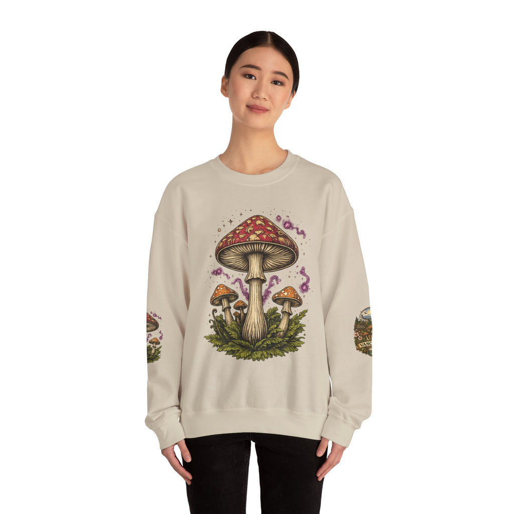 Mushroom Vancouver Crewneck Sweatshirt — Scenic Pacific Northwest Fungi Design