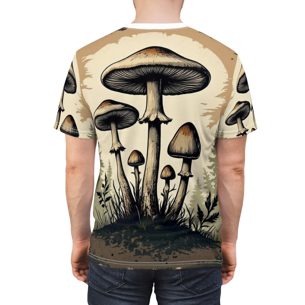 Psychedelic Mushroom All-Over Print T-Shirt – Woodland Fungi Graphic Tee
