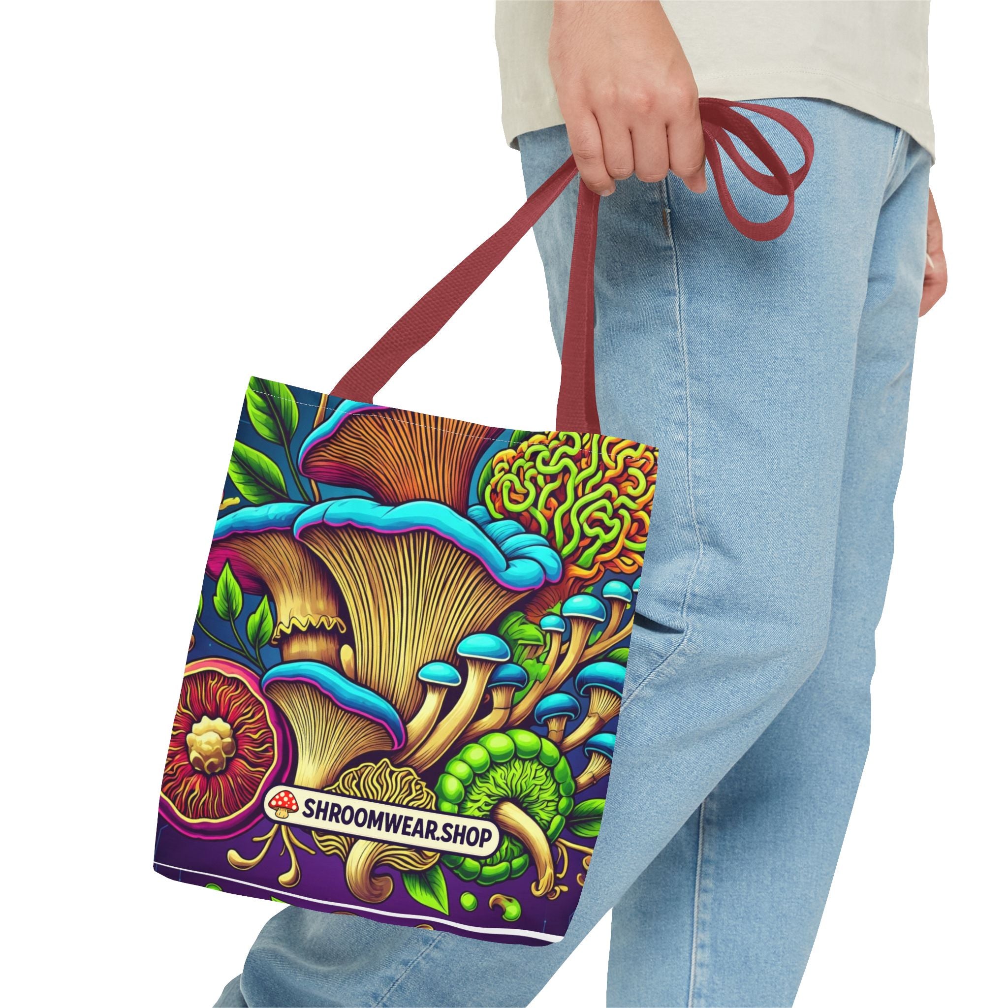 Bag: Mushroom Art Tote Bag – Psychedelic Fungi All-Over Print Eco Tote