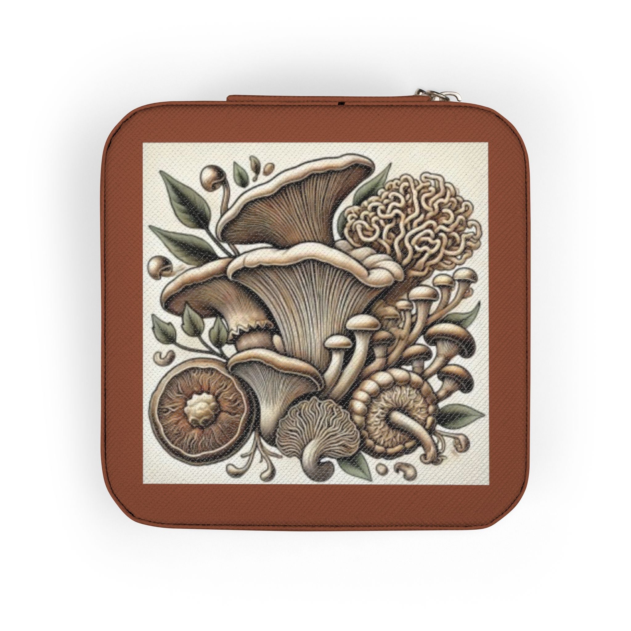 Mushroom Garden Jewelry Travel Case – Compact Velvet-Lined Organizer