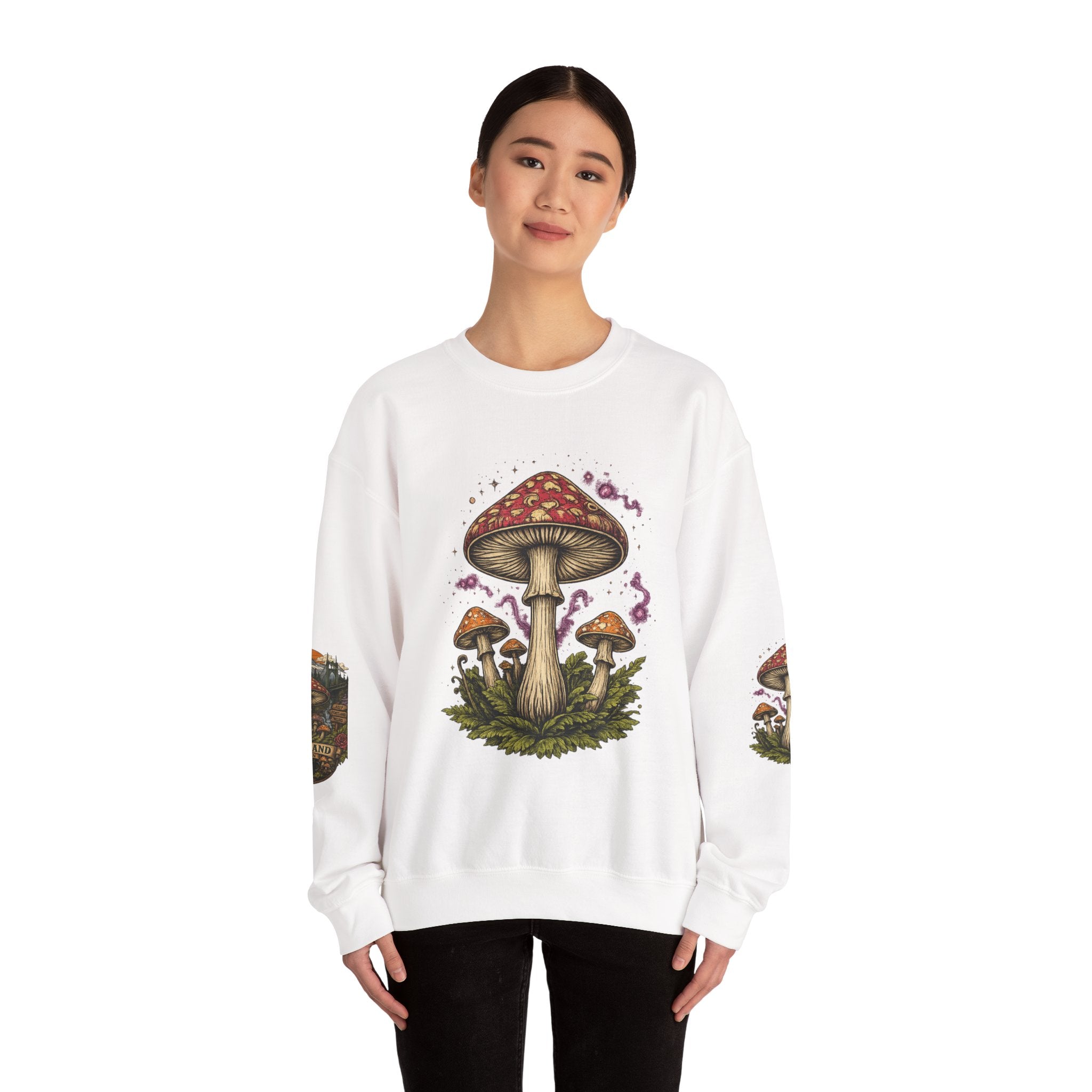 Mushroom Crewneck Sweatshirt — Portland Vintage Psychedelic Fungi Graphic