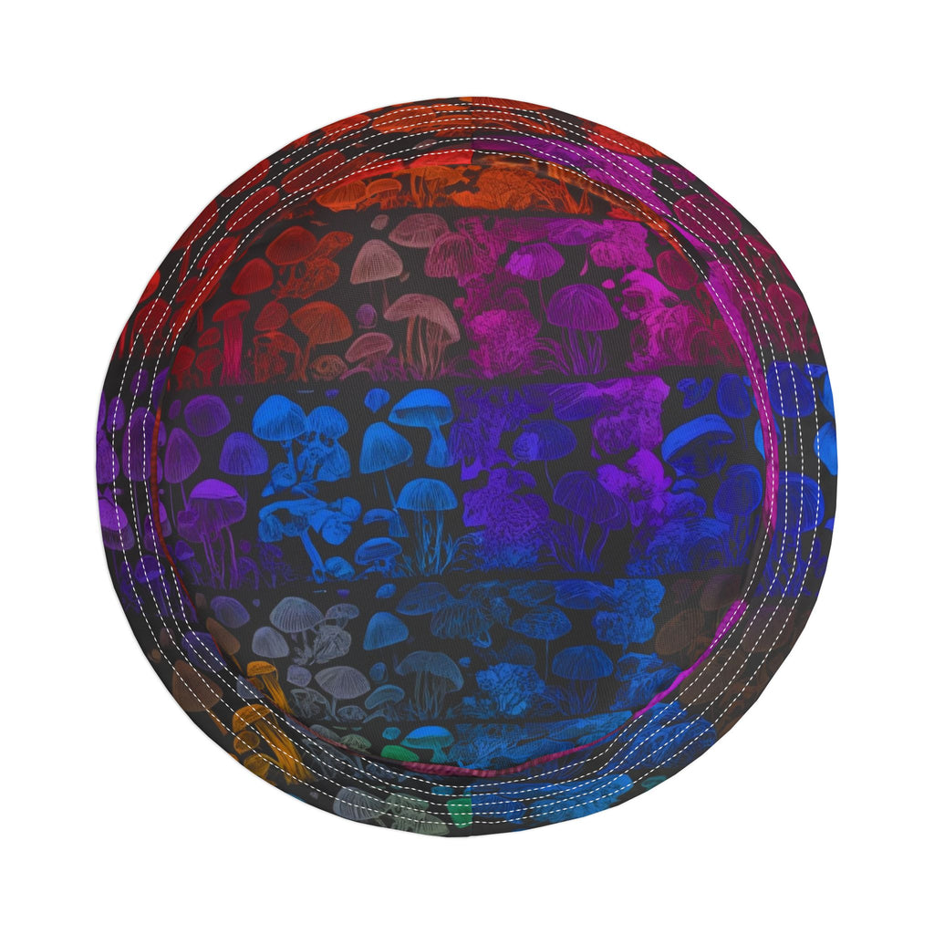 Psychedelic Mushroom Print Bucket Hat - Rainbow Jellyfish & Fungi AOP