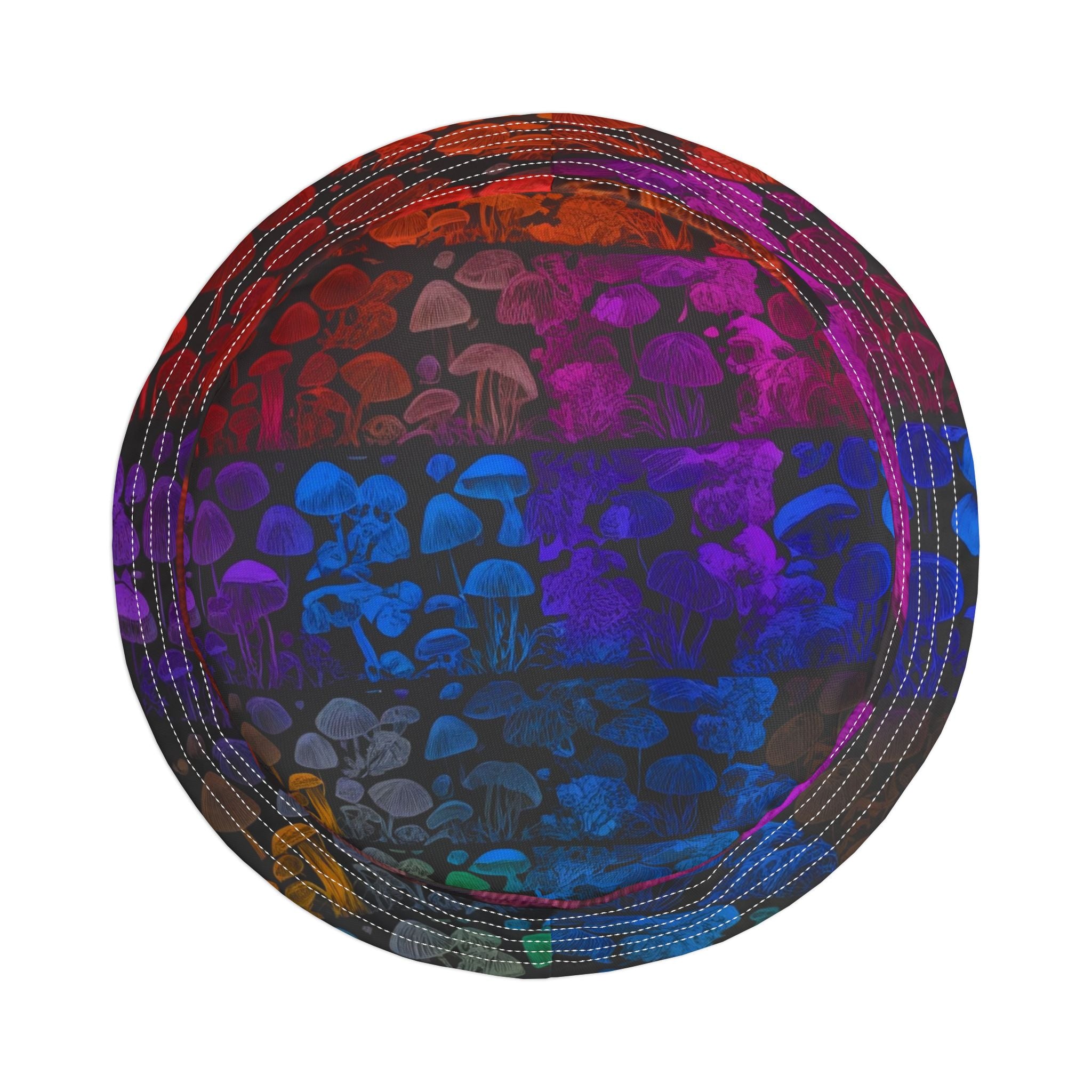 Psychedelic Mushroom Print Bucket Hat - Rainbow Jellyfish & Fungi AOP