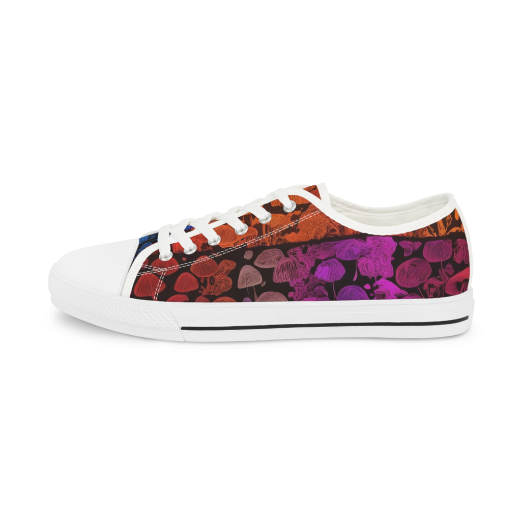 Men's Low Top Sneakers — Colorful Floral Stripe Skate Shoes