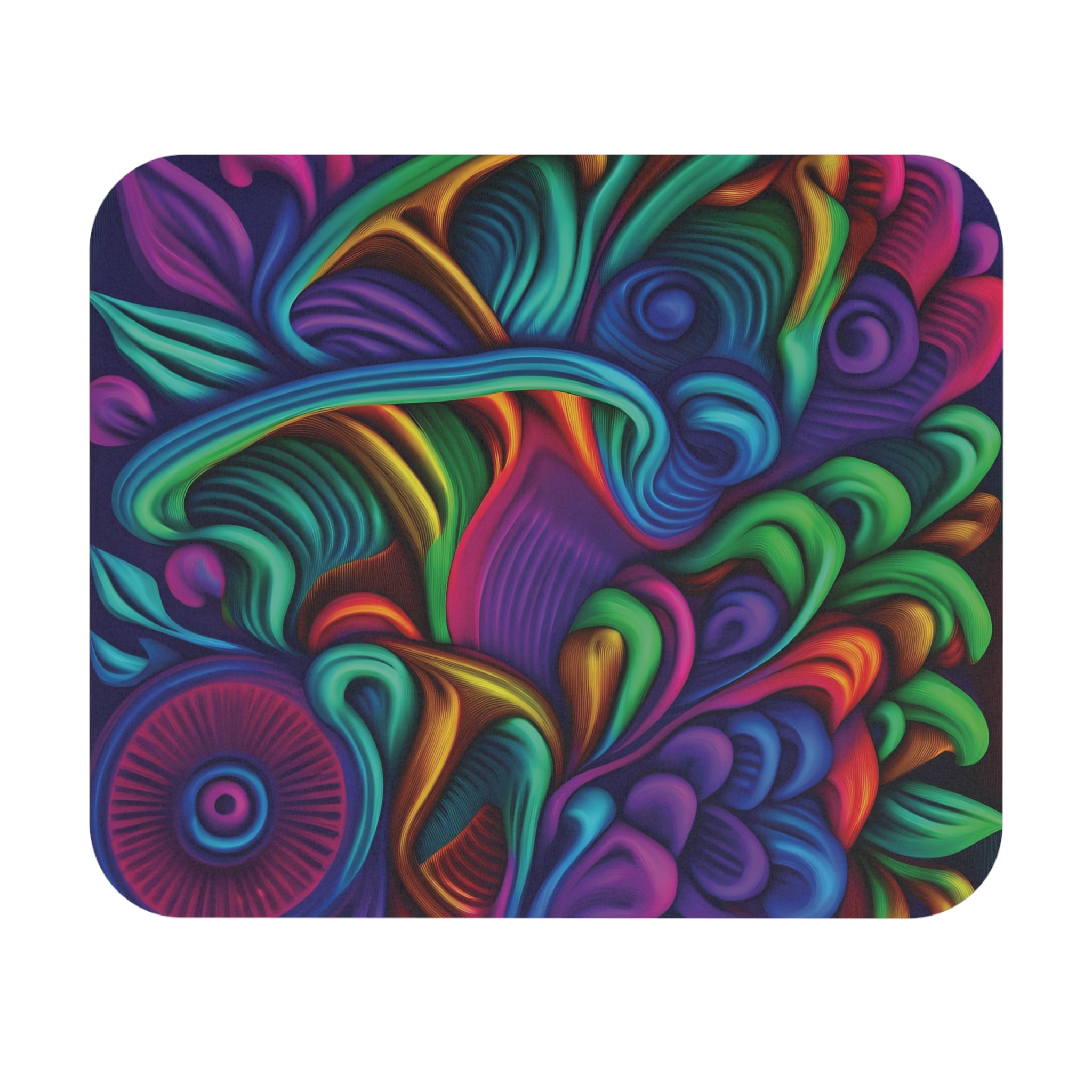 Mouse Pad: Psychedelic Floral Mouse Pad — Neon Swirl Desk Mat