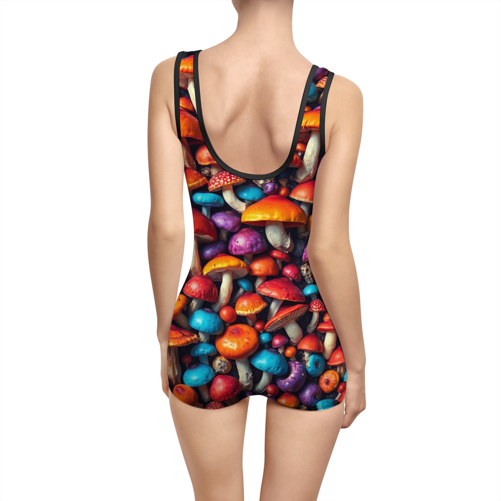 Mushroom Pattern Vintage One‑Piece Swimsuit