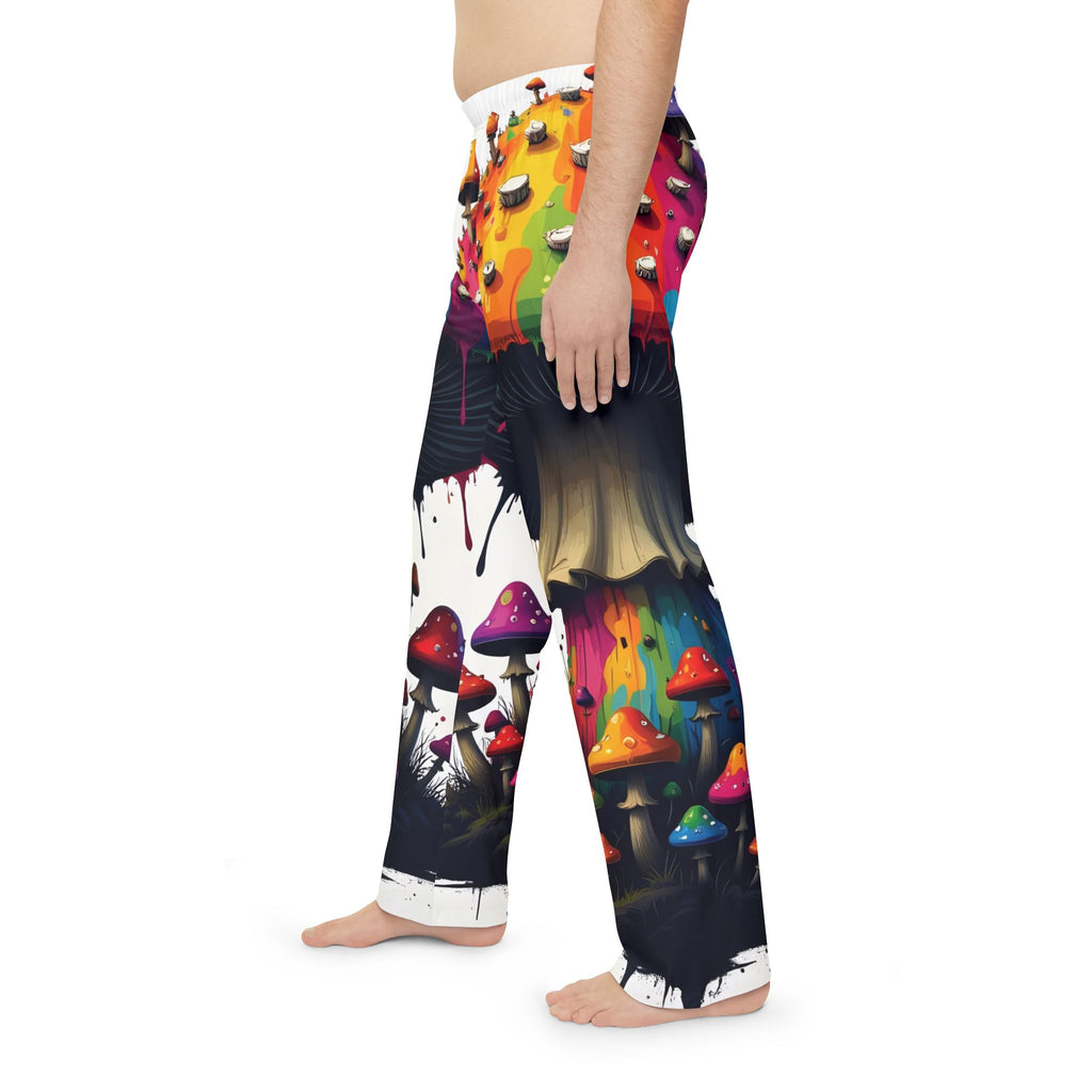 Pajama Pants - Psychedelic Rainbow Mushroom All-Over Print Lounge Pants