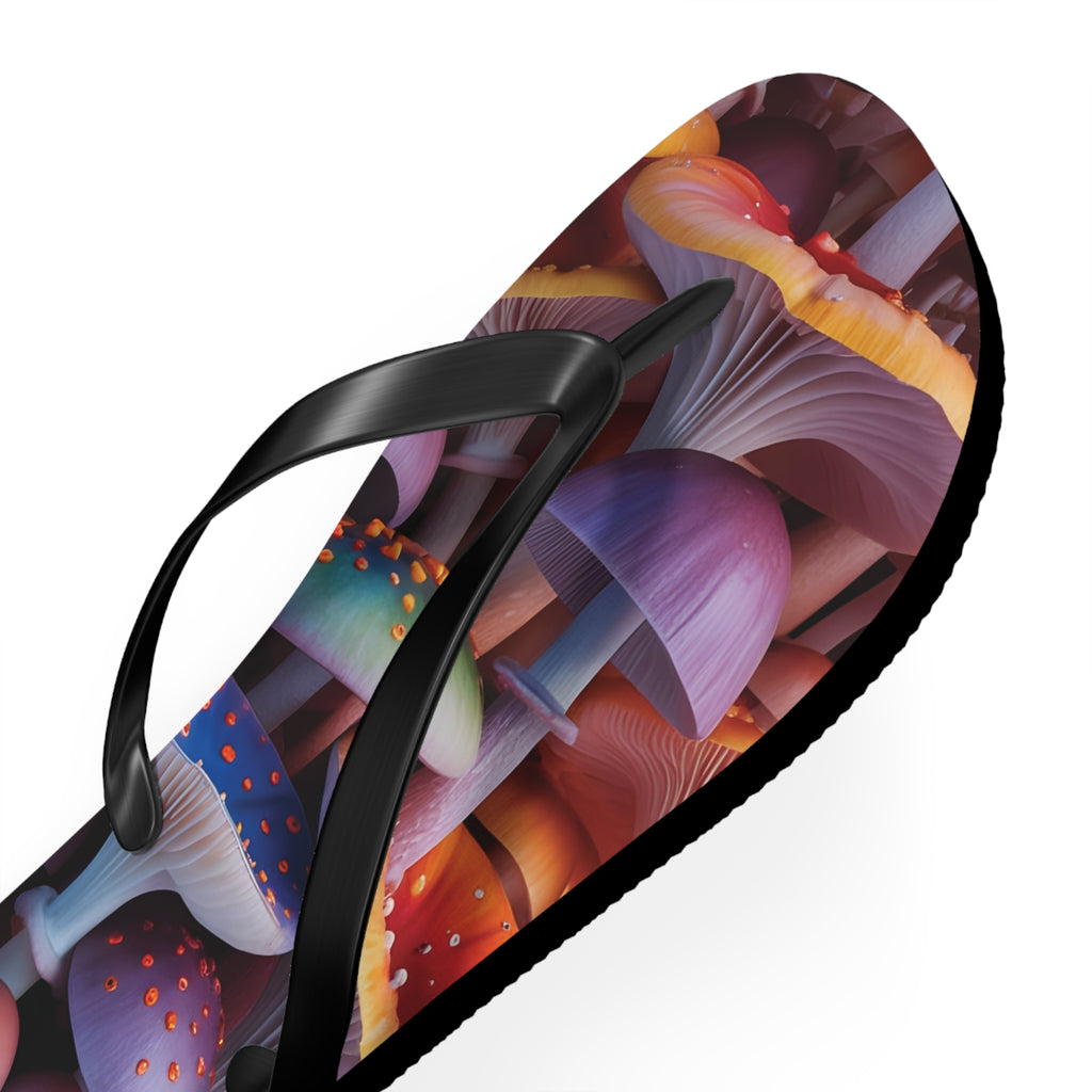 Flops: Psychedelic Mushroom Flip Flops - Colorful Fantasy Beach Sandals