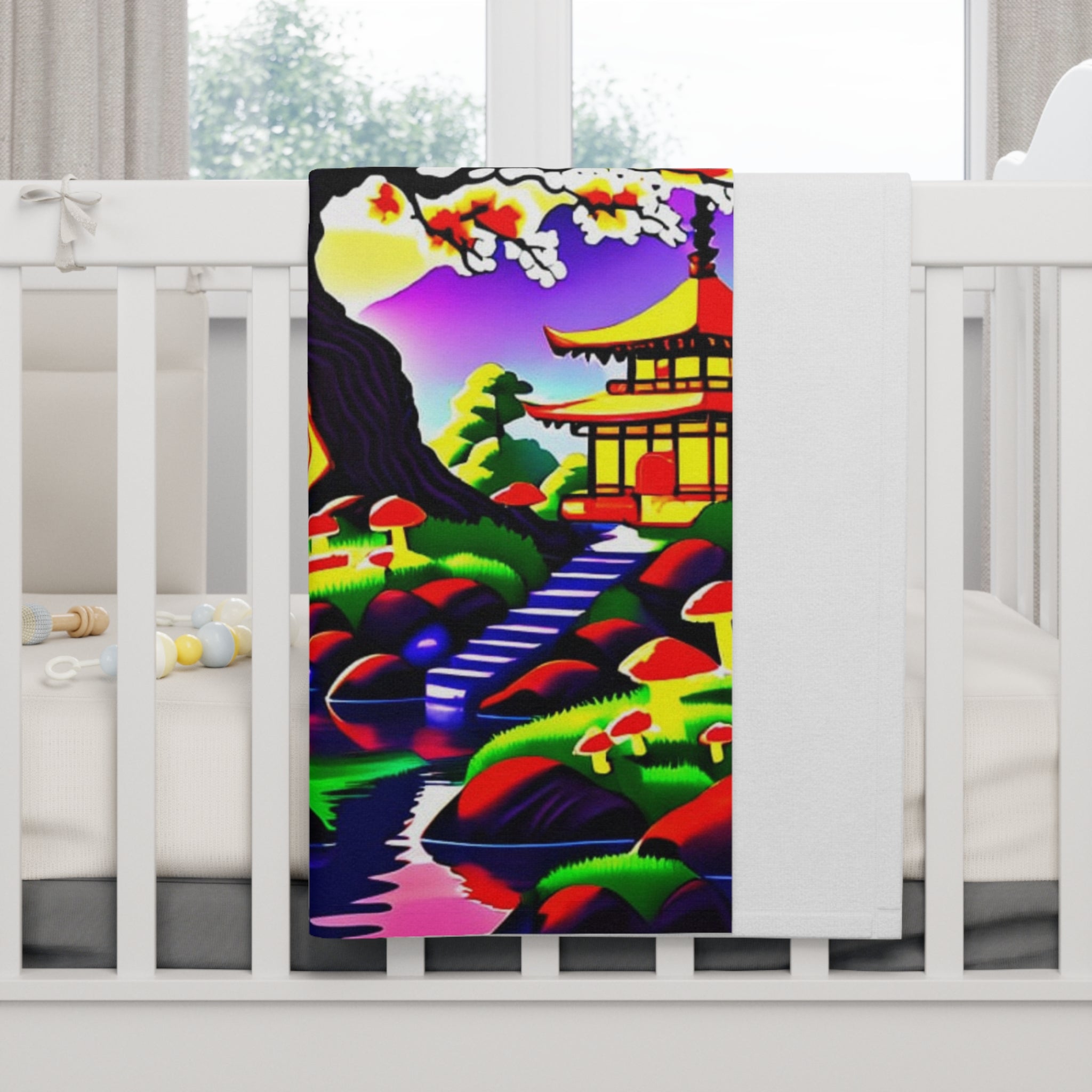 🌸🍄 “Sunset Serenity” Baby Blanket 🌅✨