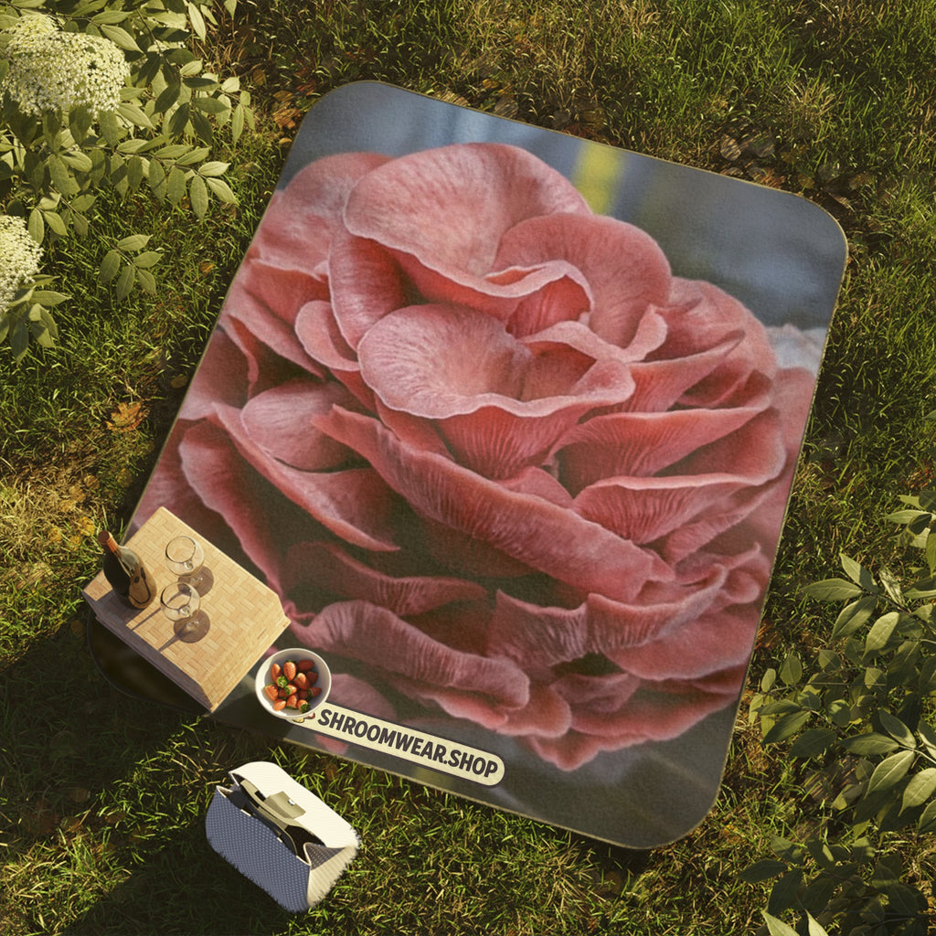 Blanket: Floral Pink Rose Picnic Blanket — Waterproof Outdoor Beach & Garden Throw
