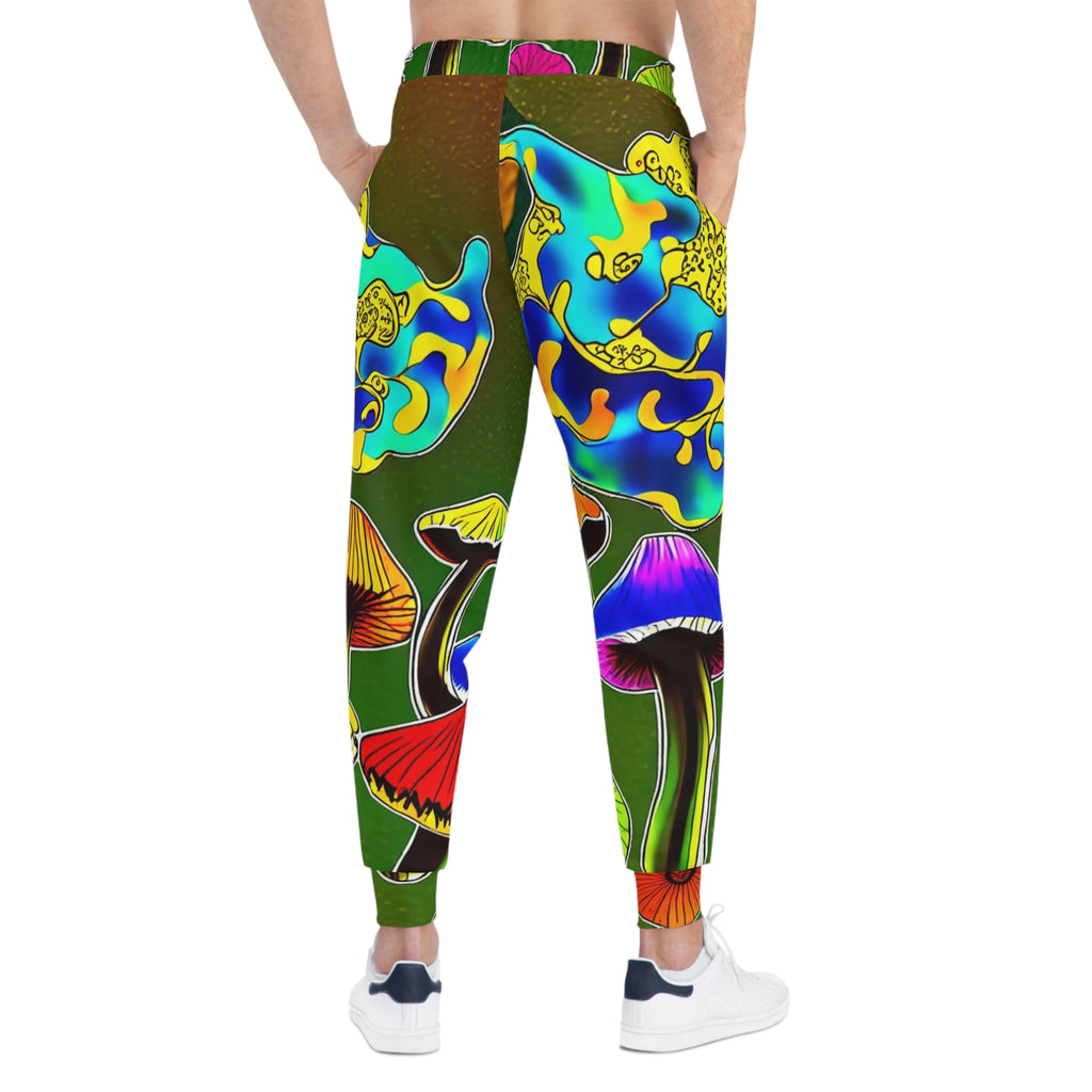 Psychedelic Mushroom Athletic Joggers — Colorful All-Over-Print Lounge Pants