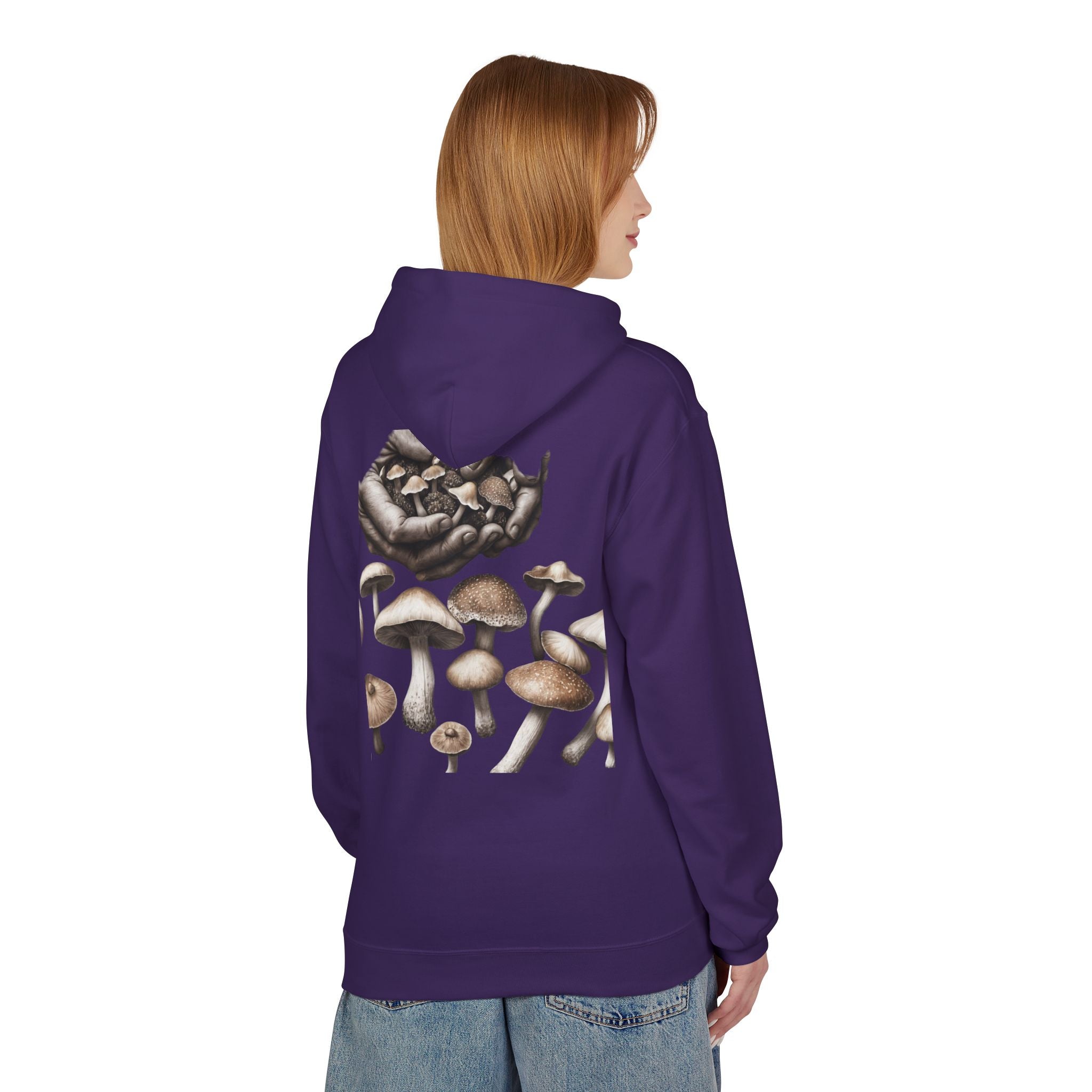 Mushroom Art Hoodie — Botanical Foraging Graphic Pullover