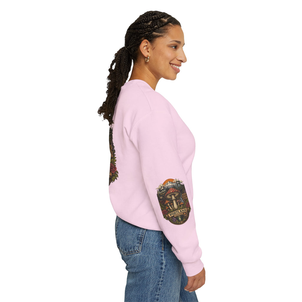 Mushroom Crewneck Sweatshirt — Portland Vintage Psychedelic Fungi Graphic