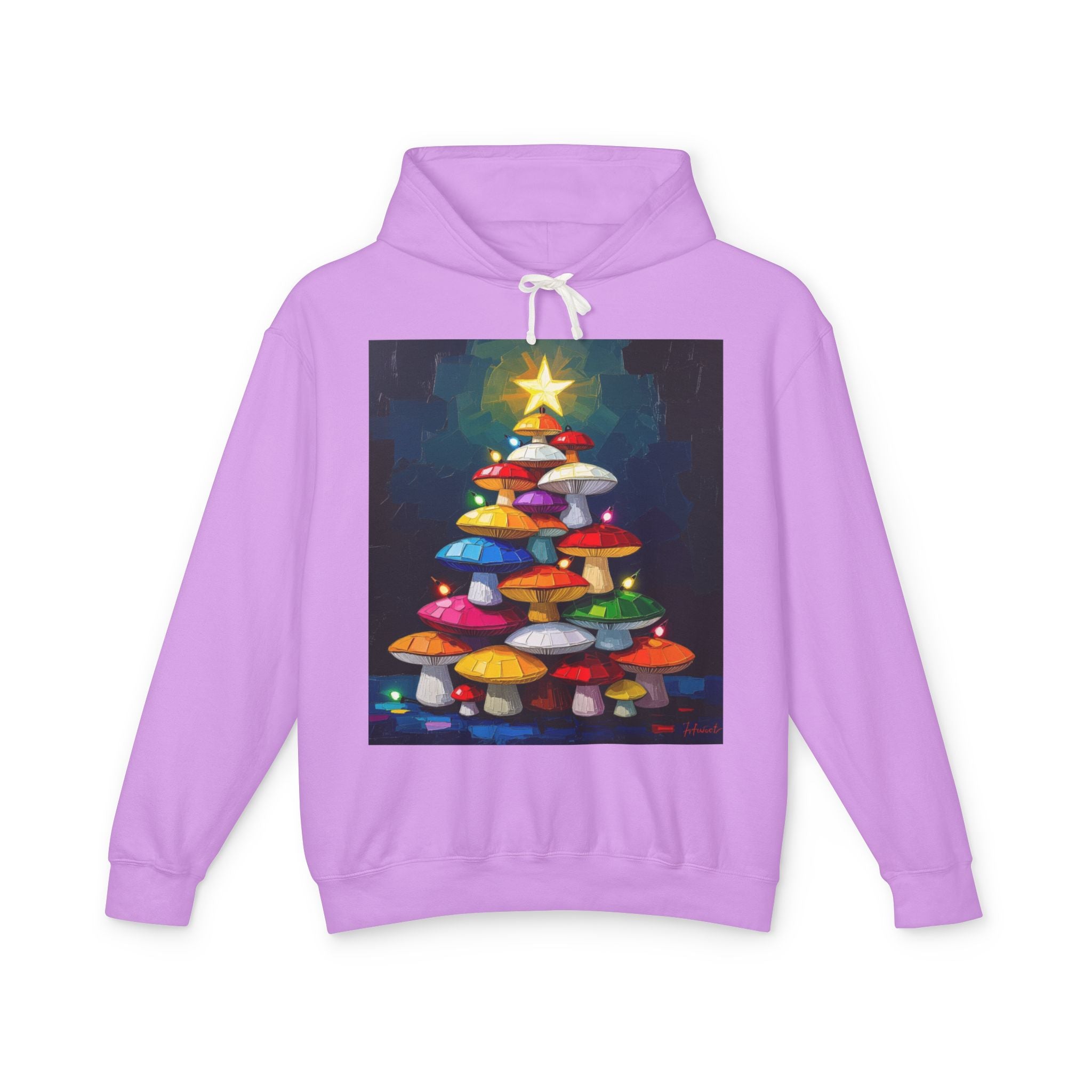 Mushroom Christmas Tree Hoodie — "Happy Shroom Forager" Holiday Pullover