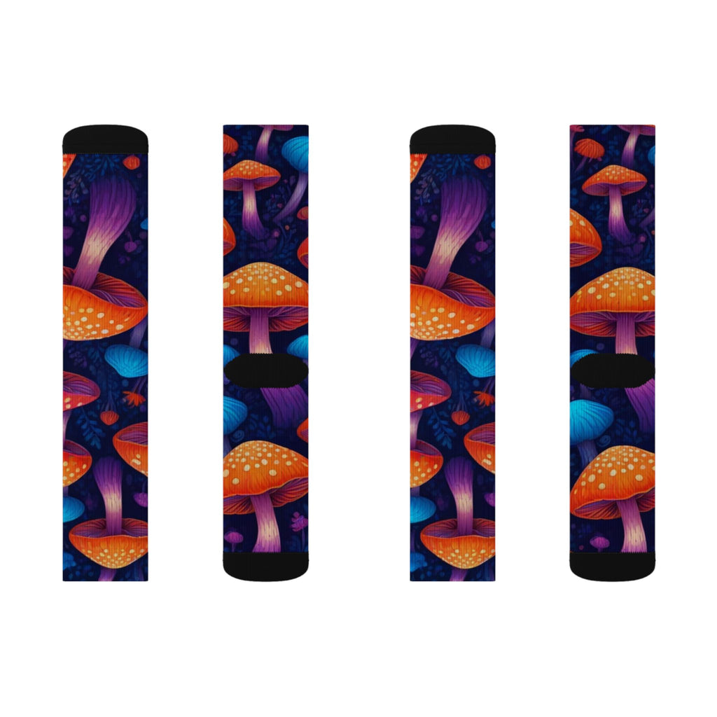 Socks: Psychedelic Mushroom Art Socks — Vibrant Sublimation Crew Socks