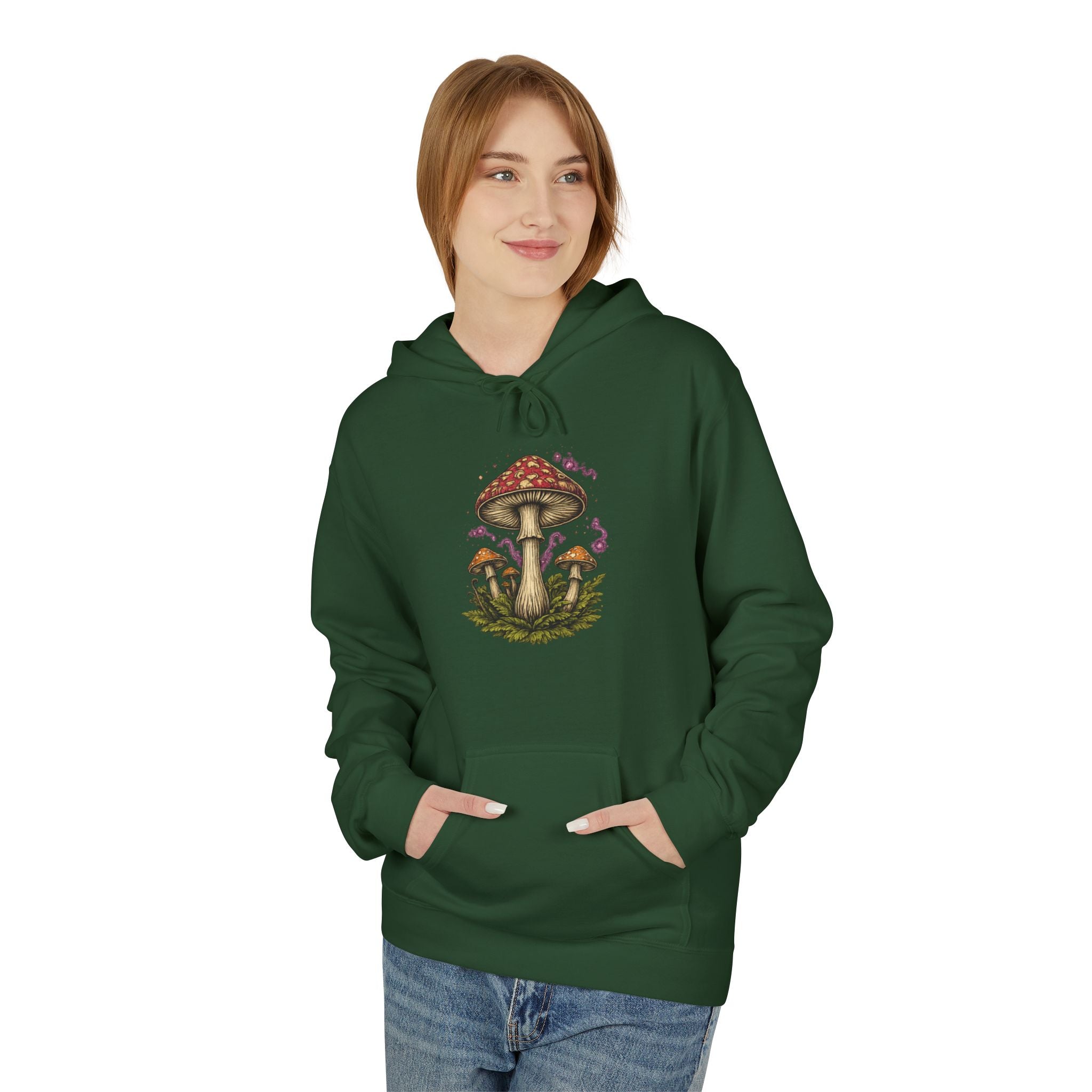Mushroom Art Hoodie — Botanical Foraging Graphic Pullover