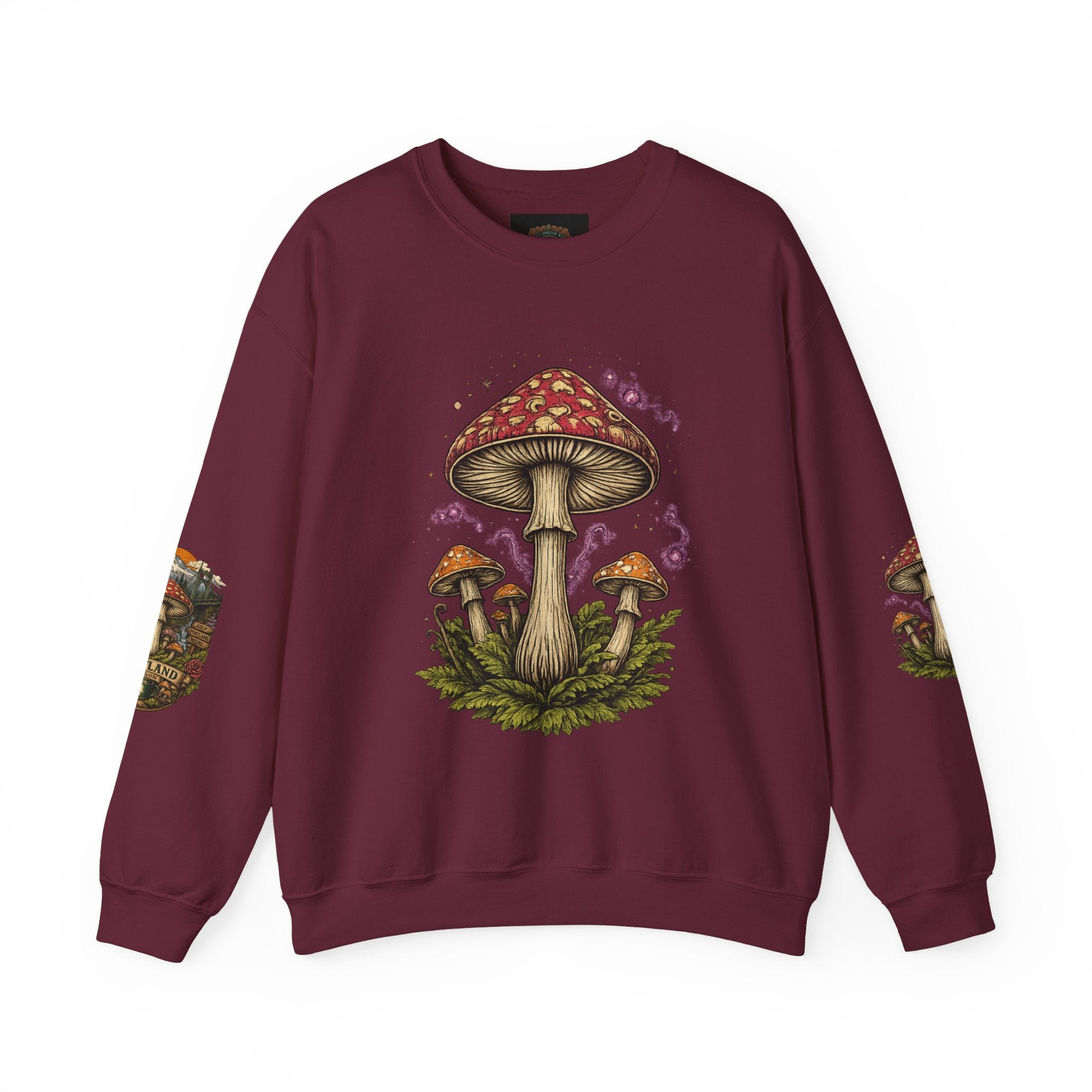 Mushroom Crewneck Sweatshirt — Portland Vintage Psychedelic Fungi Graphic