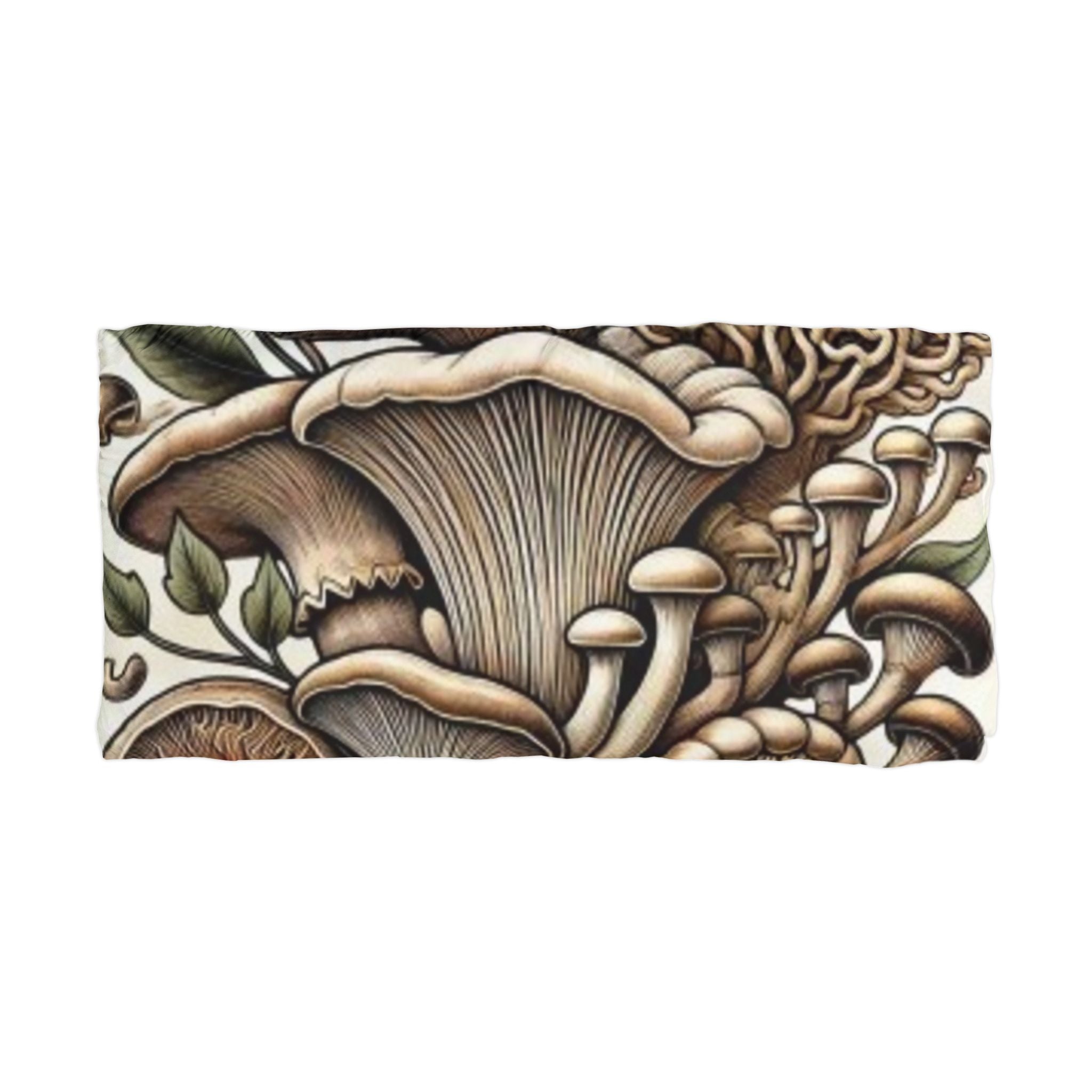 Mushroom Garden Microfiber Pillowcase — Botanical Fungi Decorative Pillow Cover