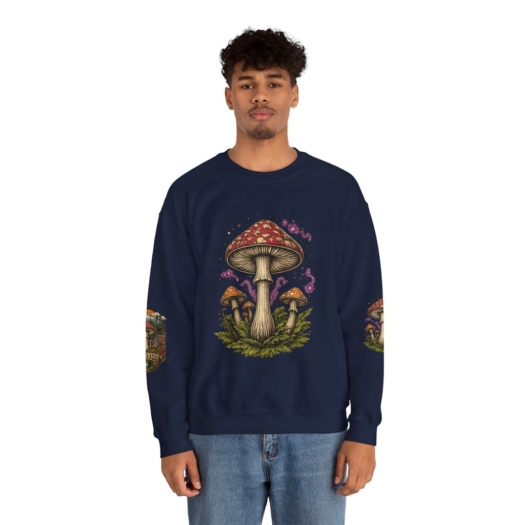 Mushroom Crewneck Sweatshirt — Portland Vintage Psychedelic Fungi Graphic