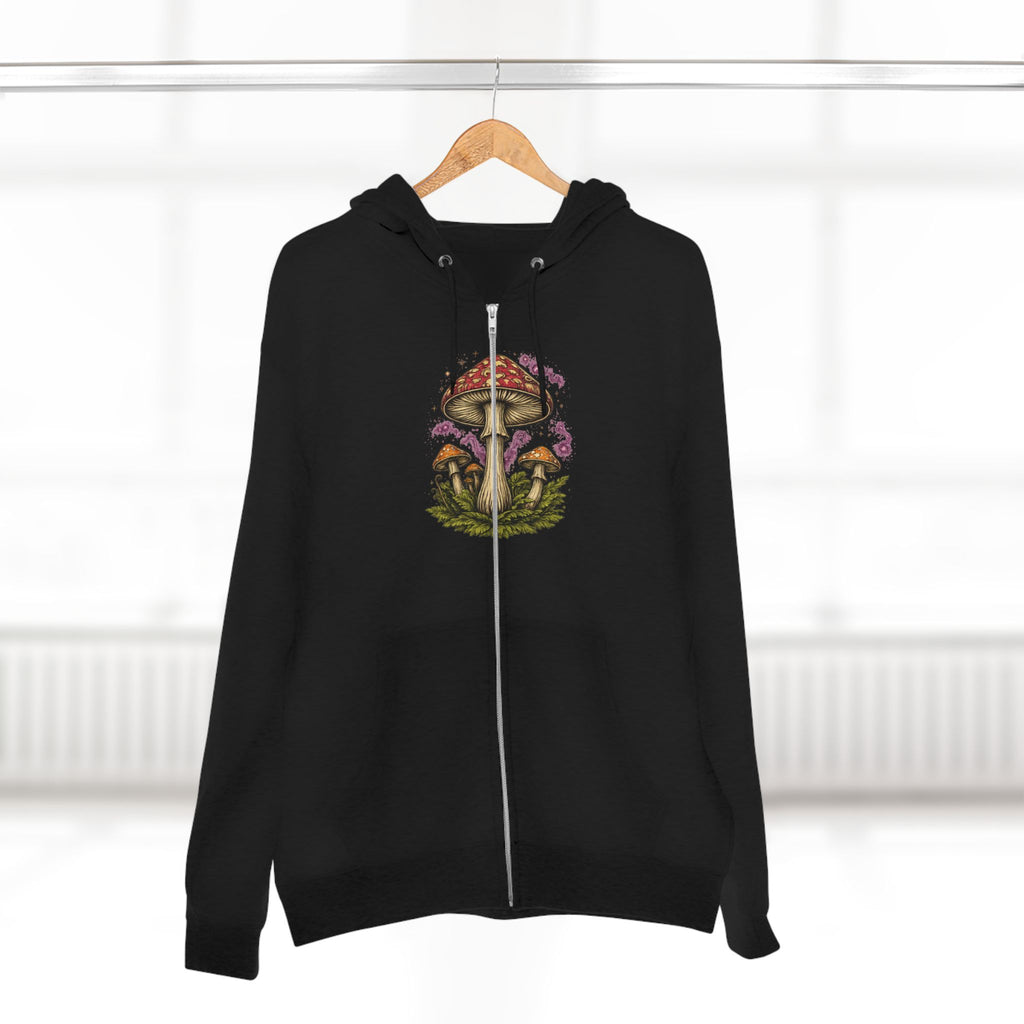 Portland Mushroom Zip Hoodie — Vintage Psychedelic Fungi Forest Jacket