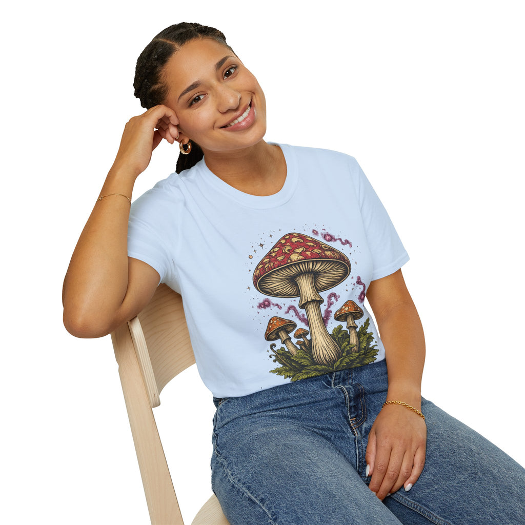 Mushroom Illustration T-Shirt – Vintage Red Toadstool Graphic