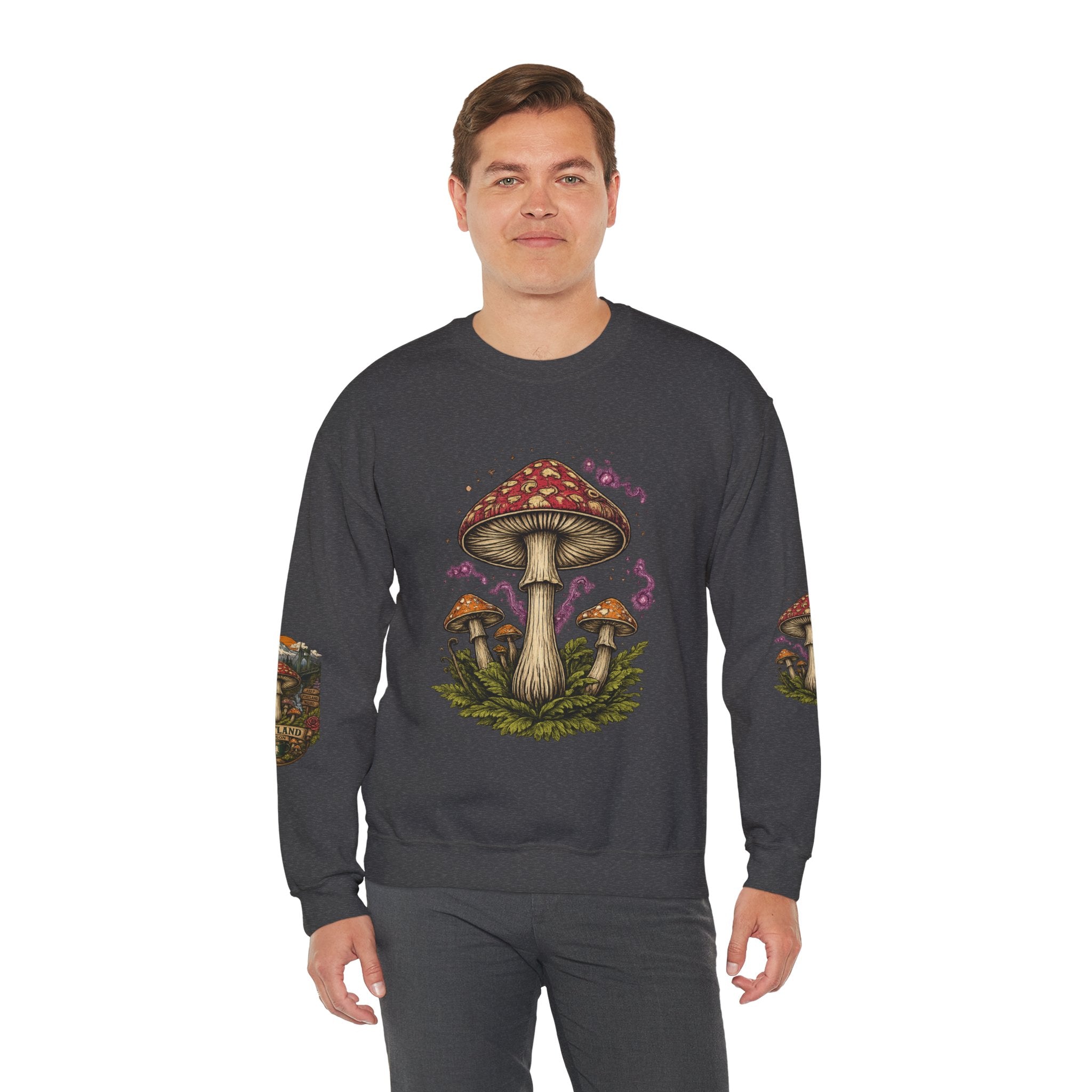 Mushroom Crewneck Sweatshirt — Portland Vintage Psychedelic Fungi Graphic