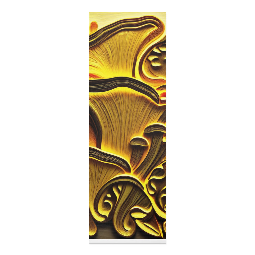 Tapis de yoga en mousse Golden Mushroom — Motif champignon psychédélique pour la méditation et la pratique à domicile