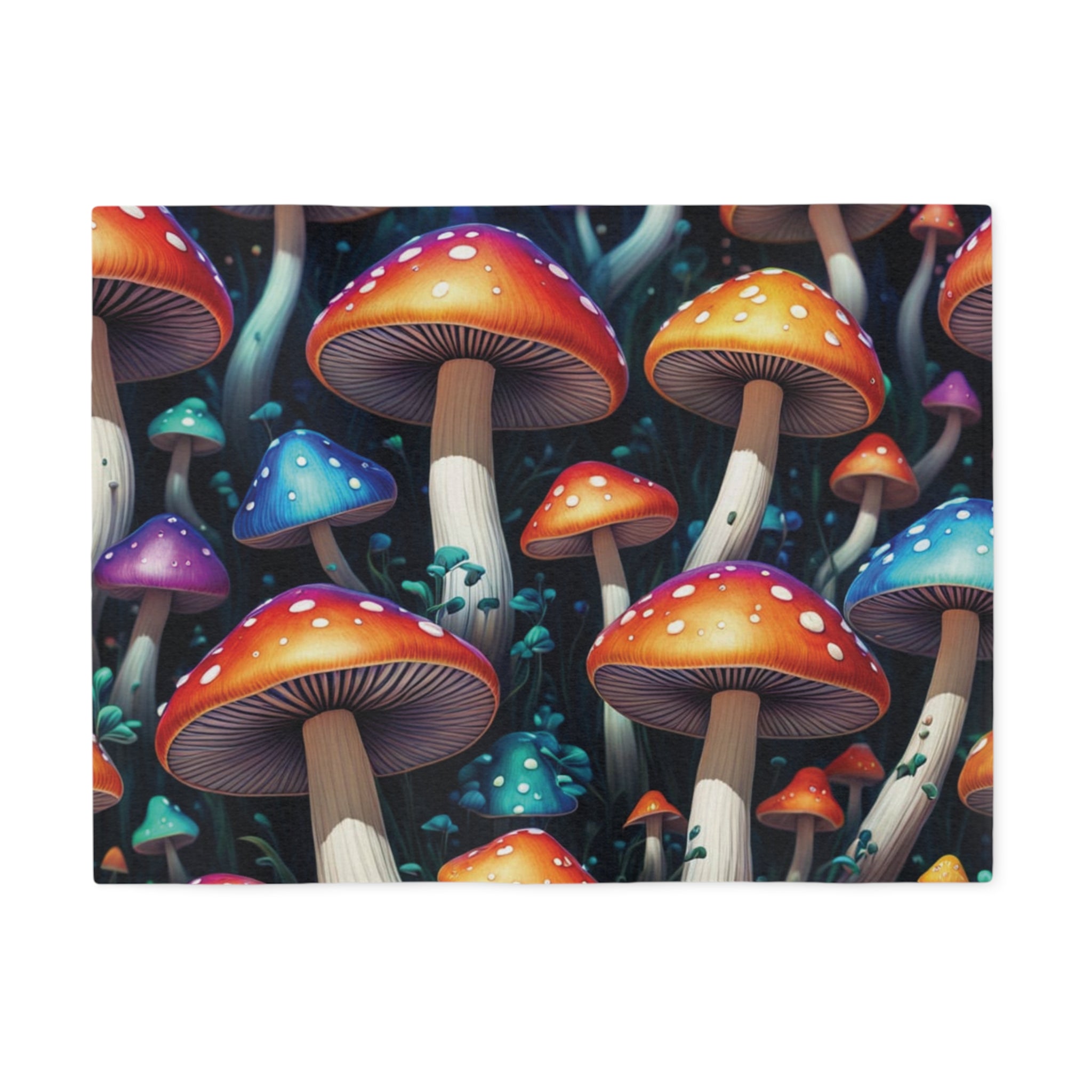 Mushroom Wonderland Sweatshirt Blanket — Colorful Psychedelic Fungi Throw