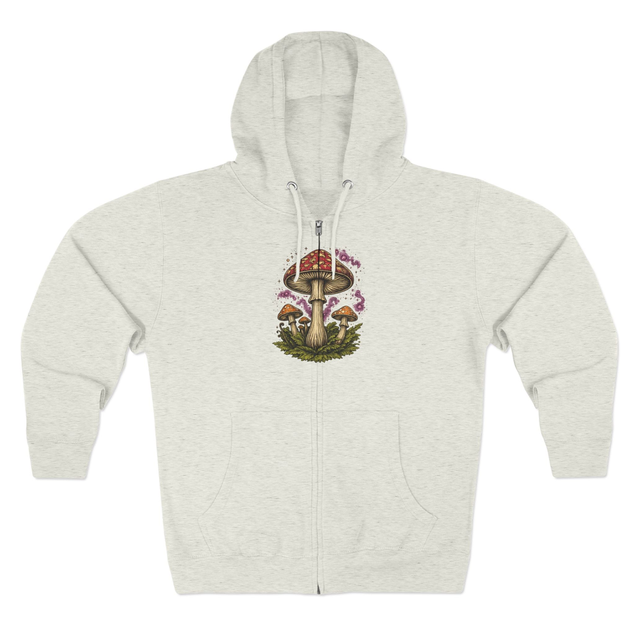 Portland Mushroom Zip Hoodie — Vintage Psychedelic Fungi Forest Jacket