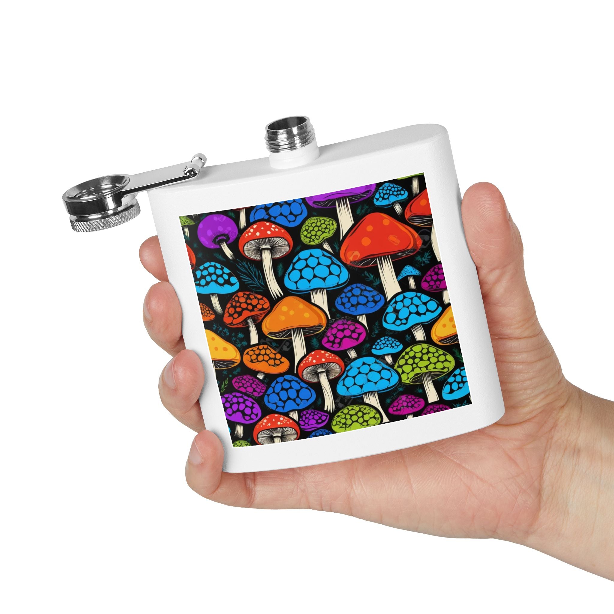 🌈 Psychedelic Pop Shroom Flask – Sip Boldly, Live Colorfully 🍄