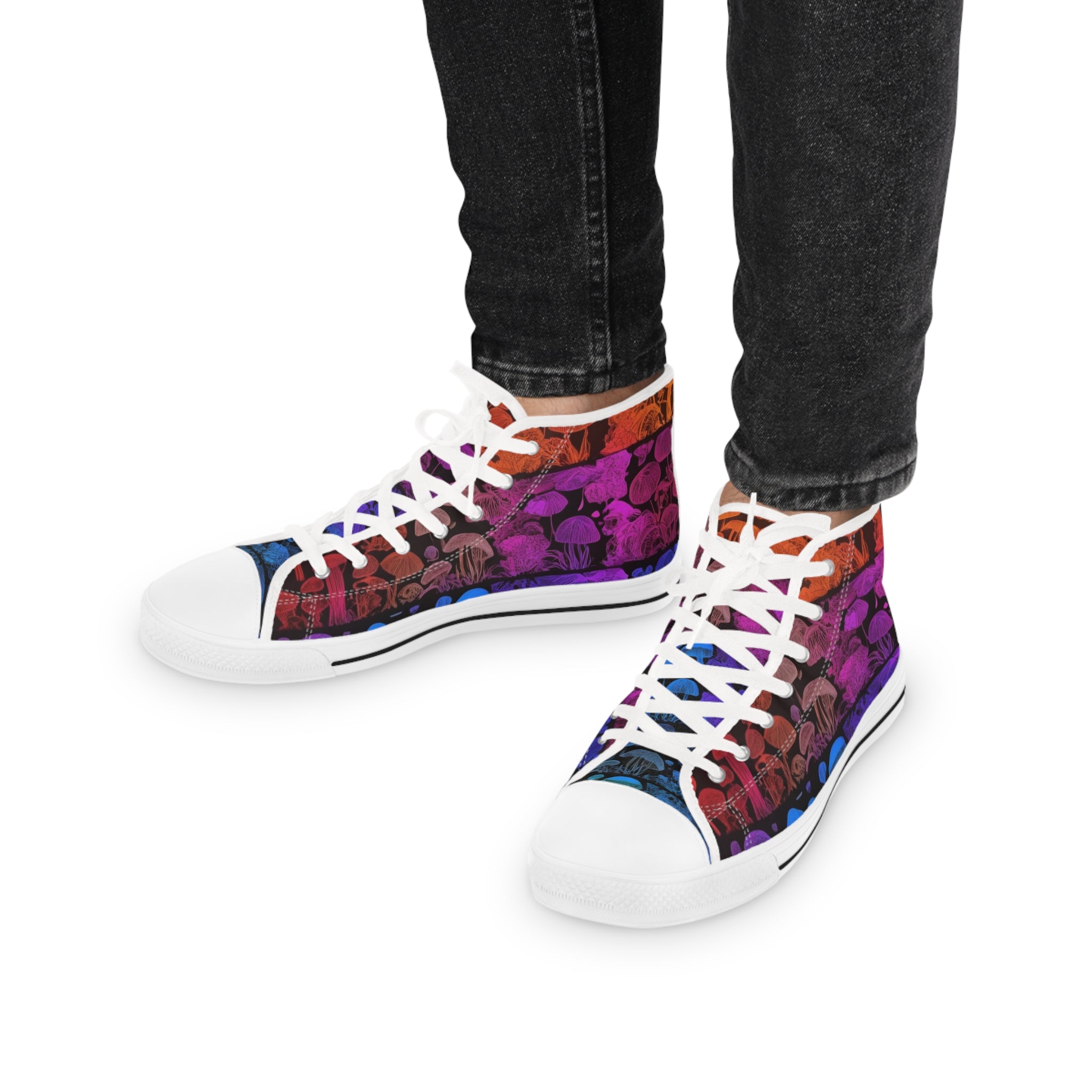 High Top Sneakers – Colorful Floral Gradient Print