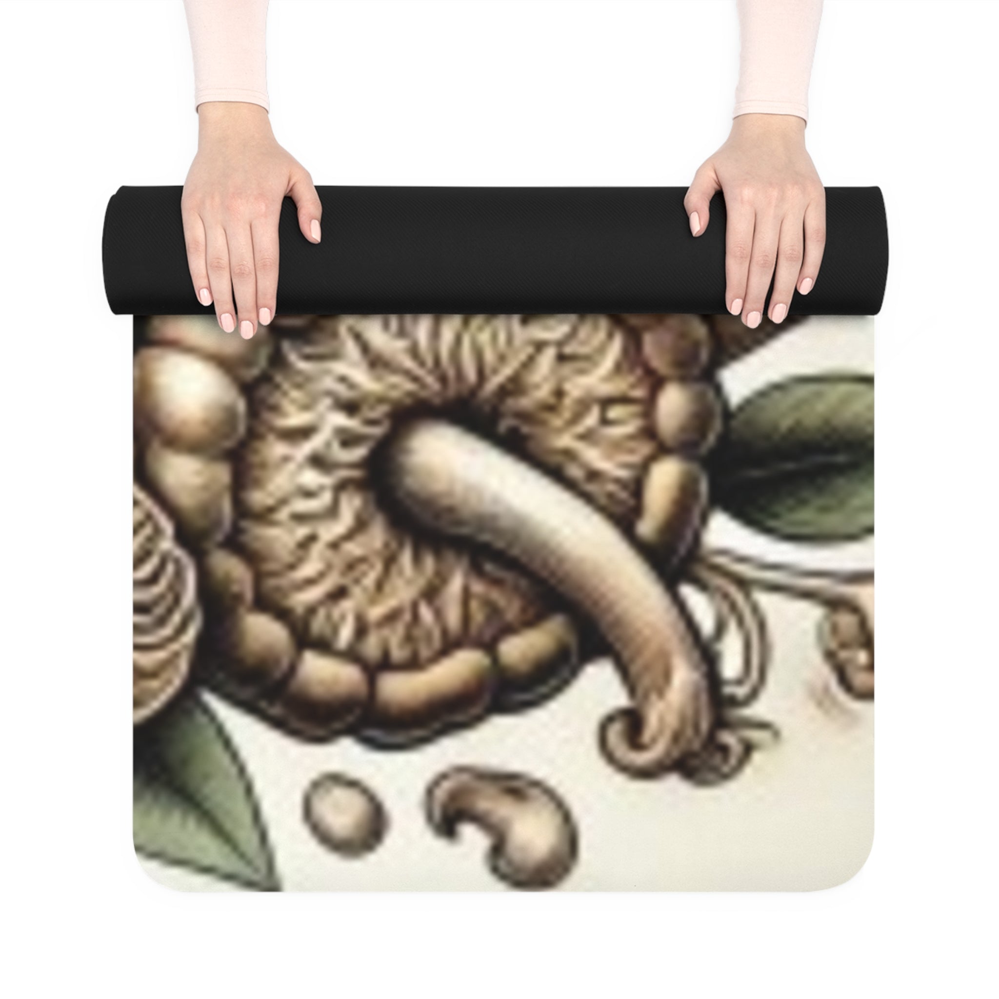 Mushroom Garden Rubber Yoga Mat — Botanical Mushroom Art Non-Slip Mat