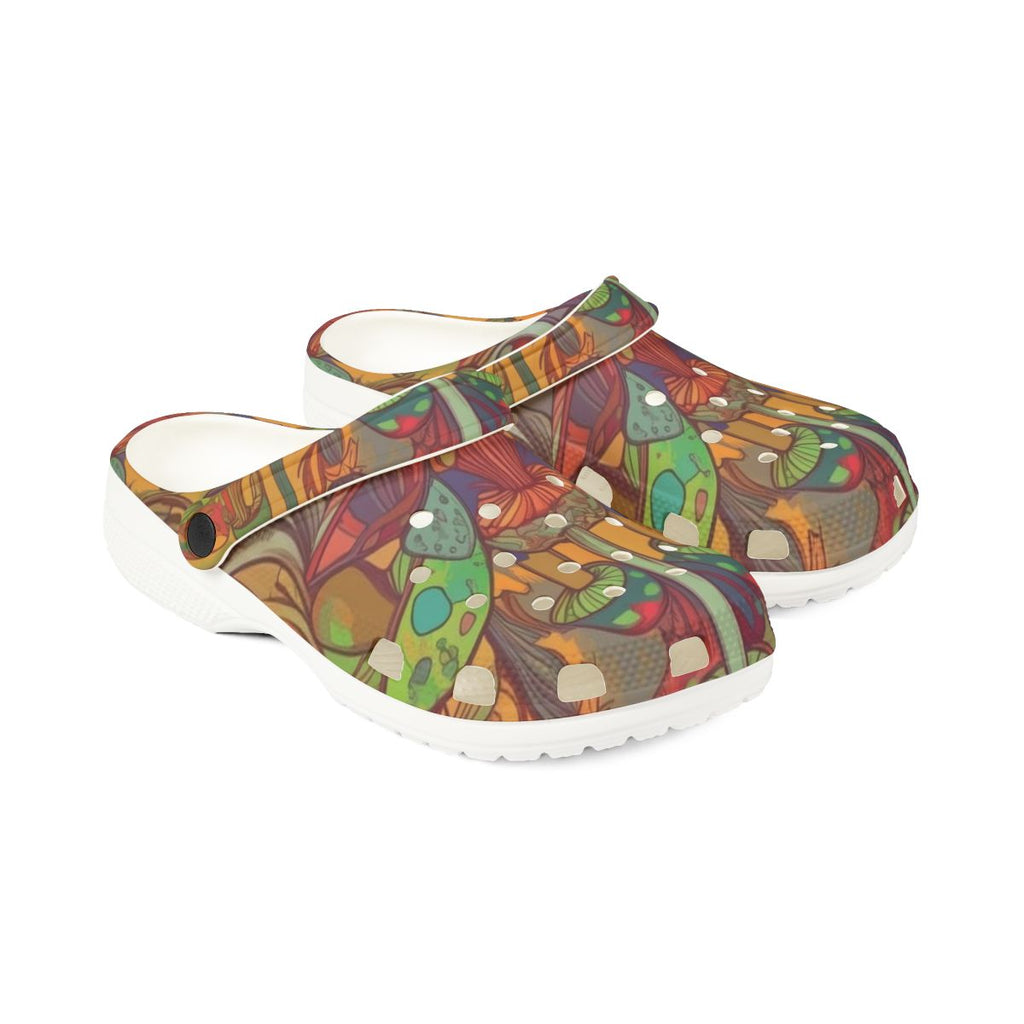 Colorful Psychedelic Mushroom Clogs — EVA Foam Garden Shoes
