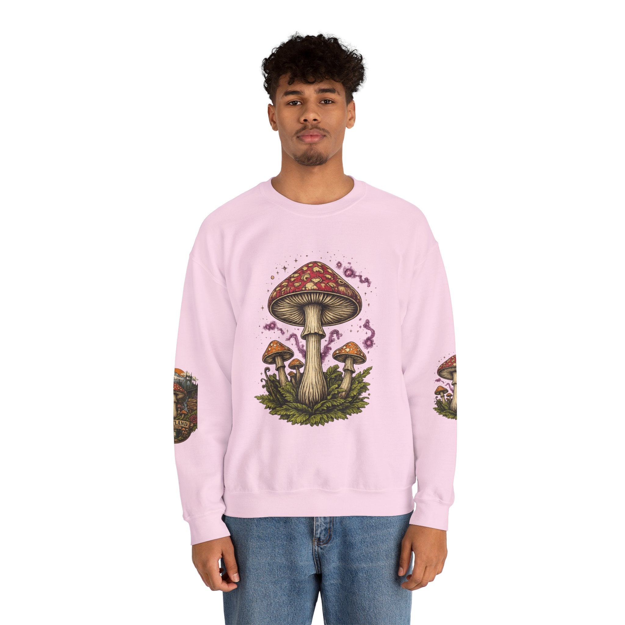 Mushroom Crewneck Sweatshirt — Portland Vintage Psychedelic Fungi Graphic