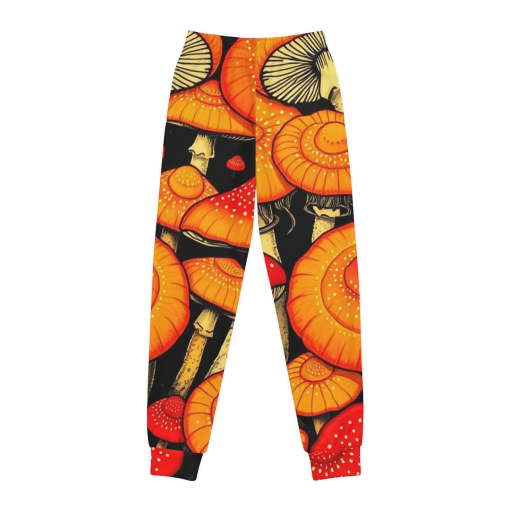Youth Mushroom Joggers — Orange Psychedelic Fungi All-Over Print