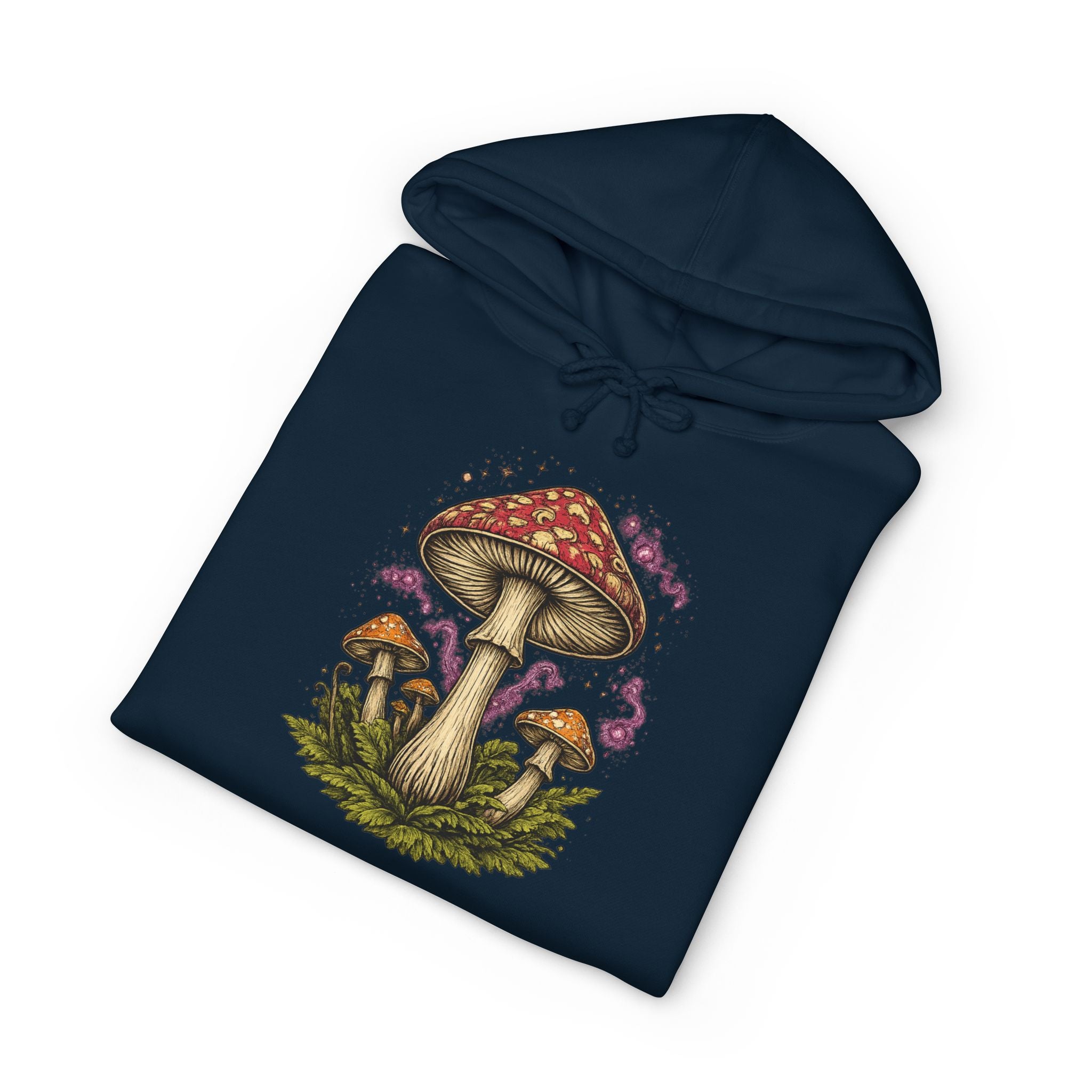 Mushroom Grove Hoodie — Vintage Toadstool Illustration Hooded Sweatshirt