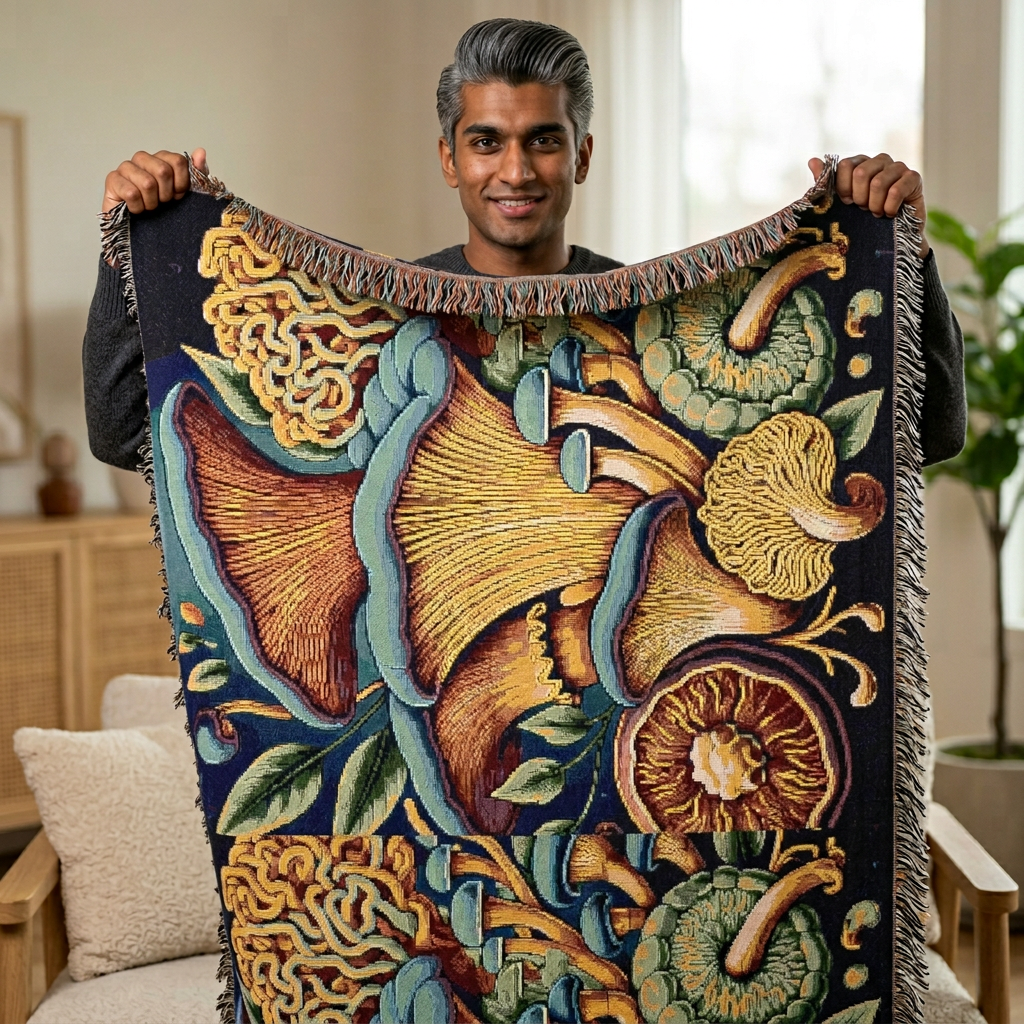 Abstract Floral Woven Blanket – Boho Tapestry Throw for Living Room & Bedroom