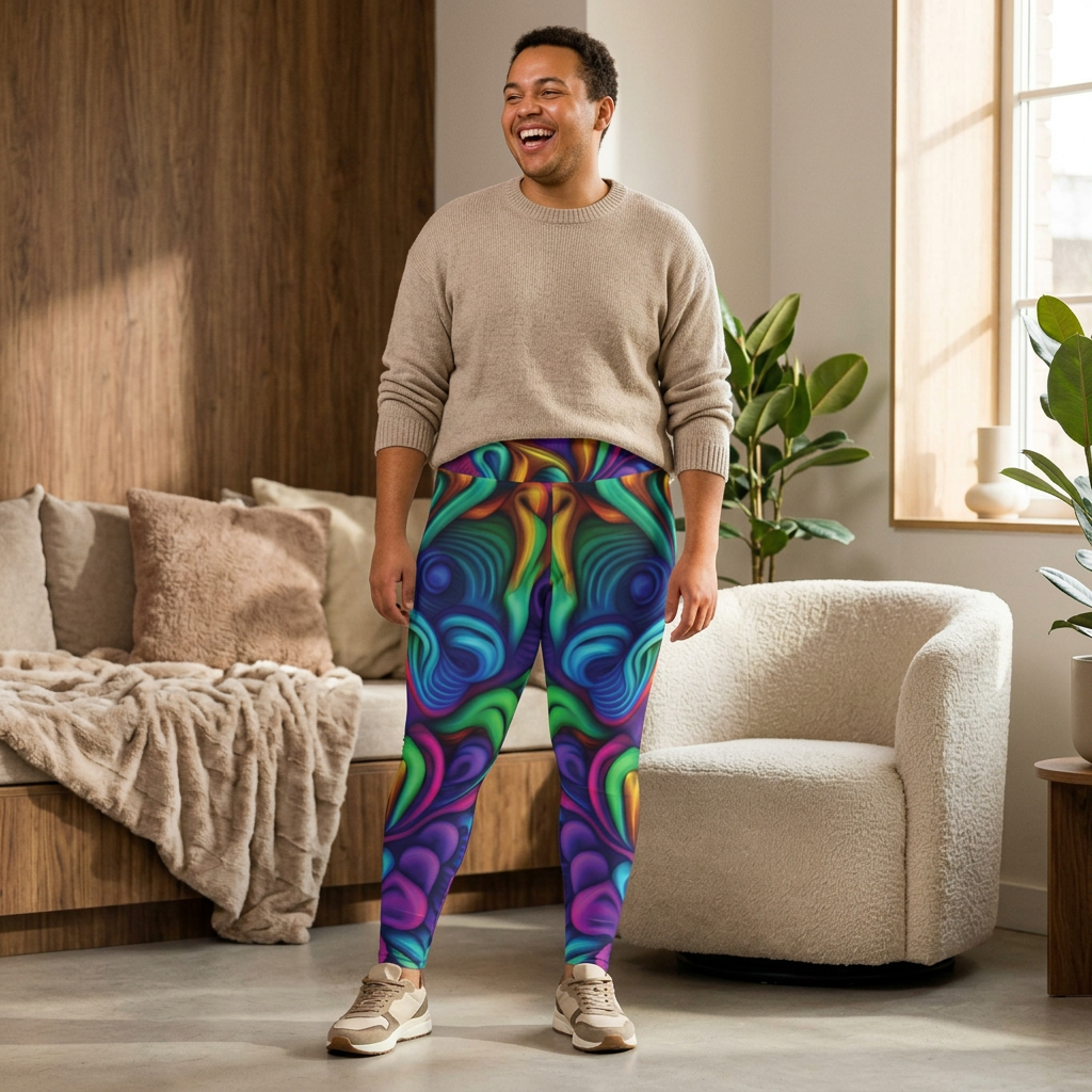 Plus Size Leggings — Psychedelic Rainbow Abstract AOP