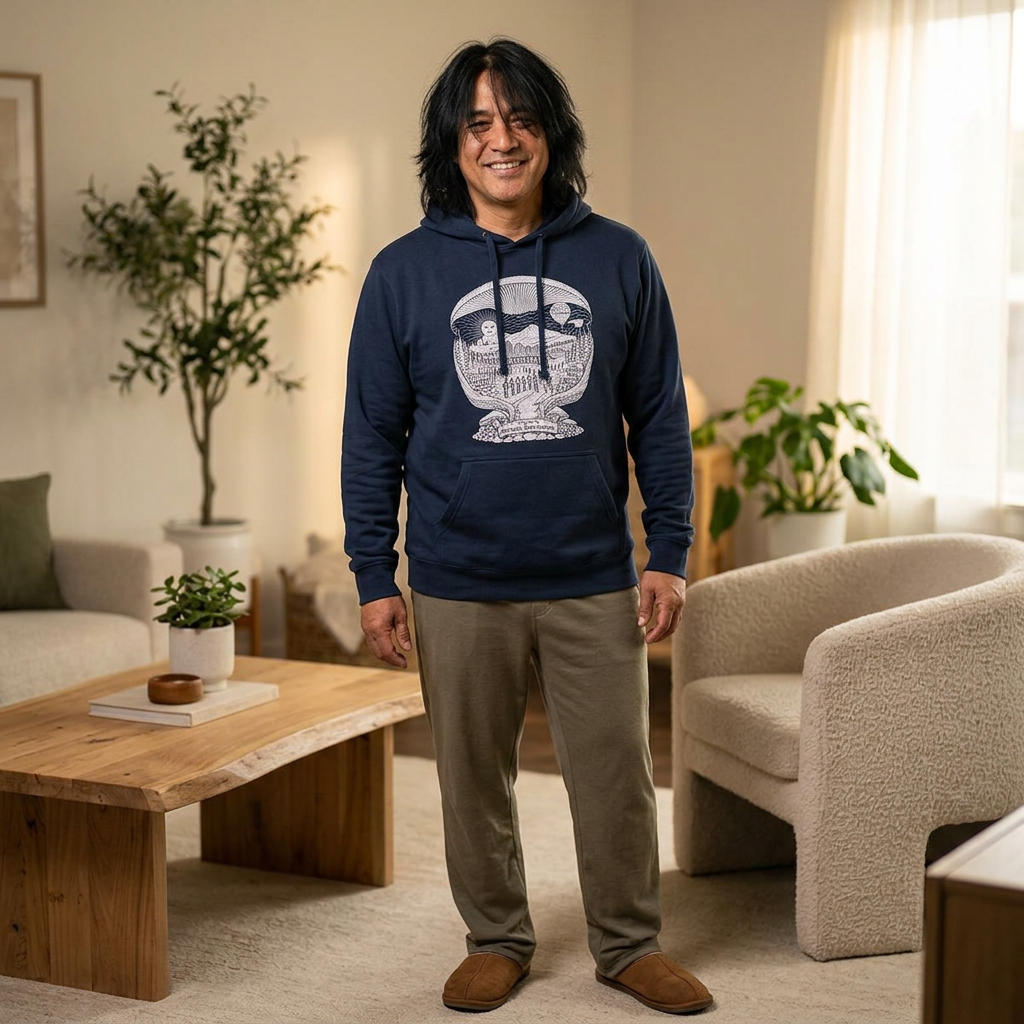 Hoodie: Mushroom Globe Hoodie — Nature Illustration Hooded Long Sleeve Tee