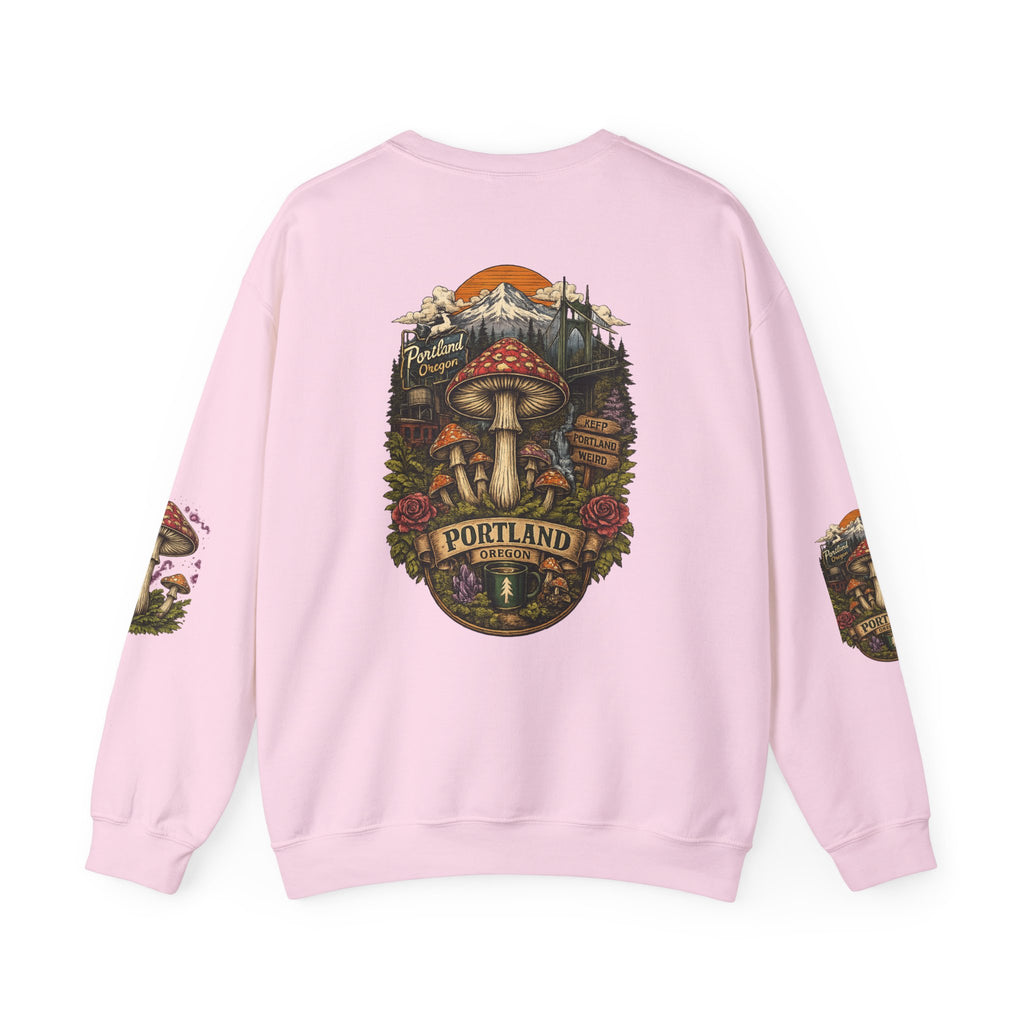 Mushroom Crewneck Sweatshirt — Portland Vintage Psychedelic Fungi Graphic